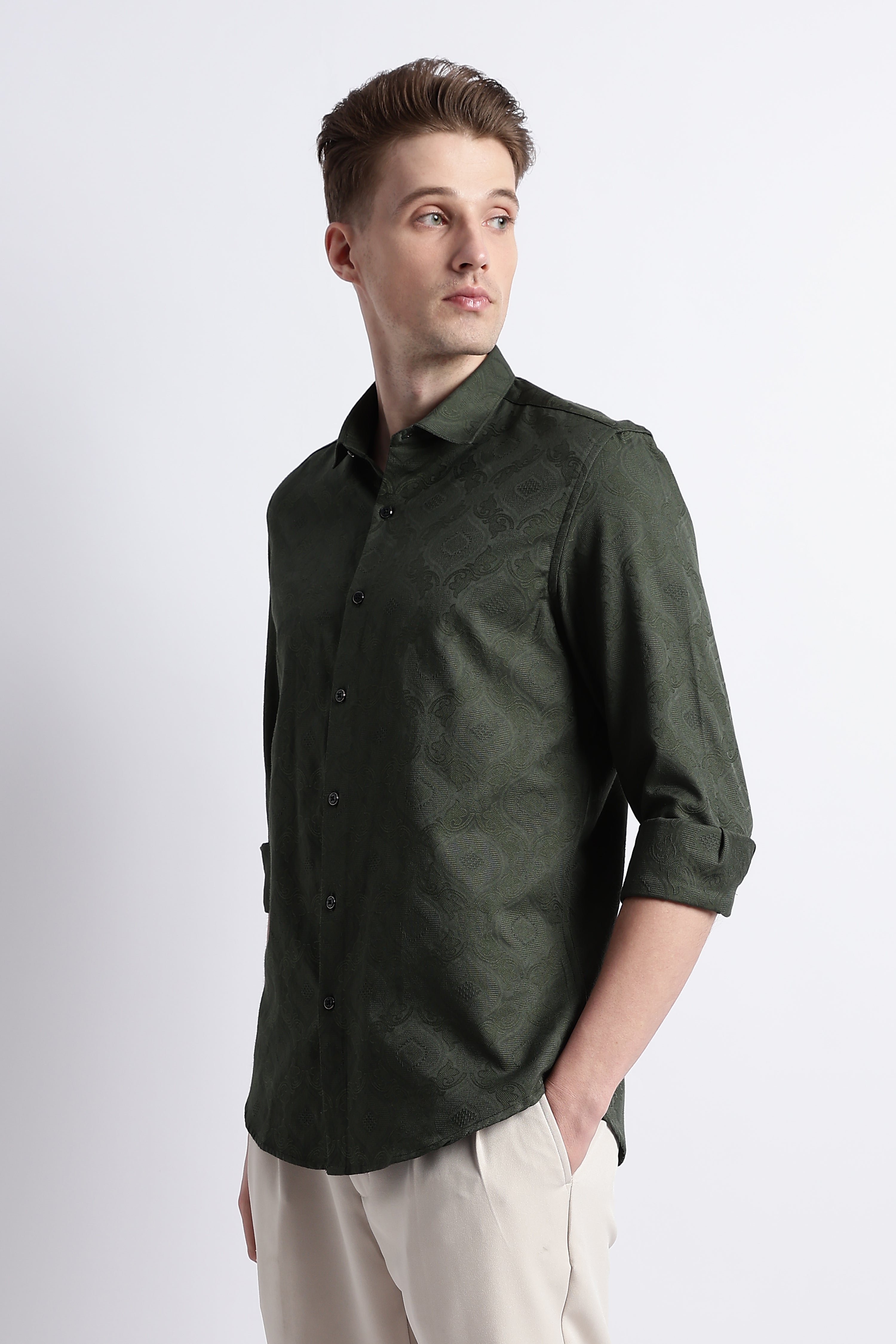 Men Textured Jacquard Shirt