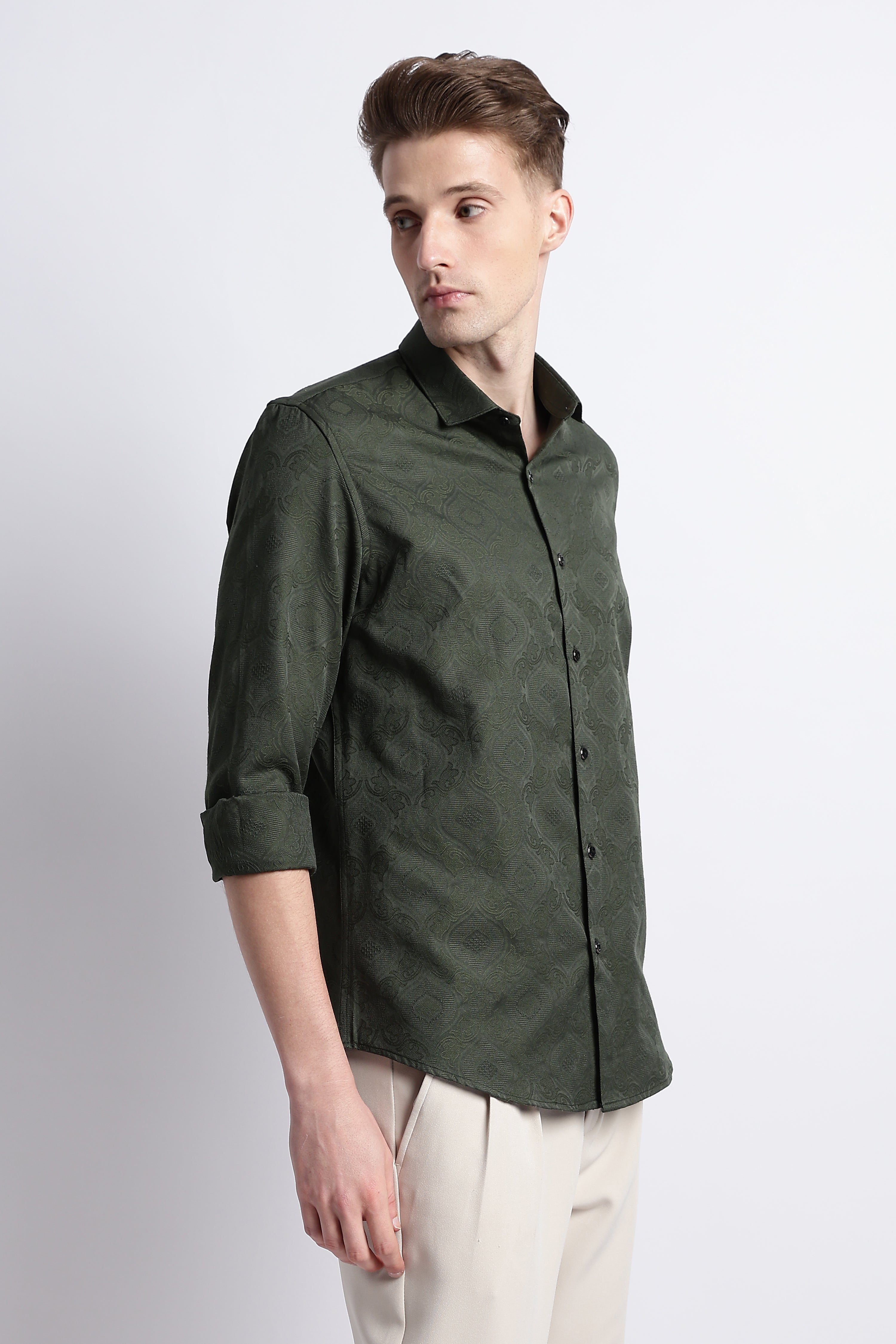 Men Textured Jacquard Shirt