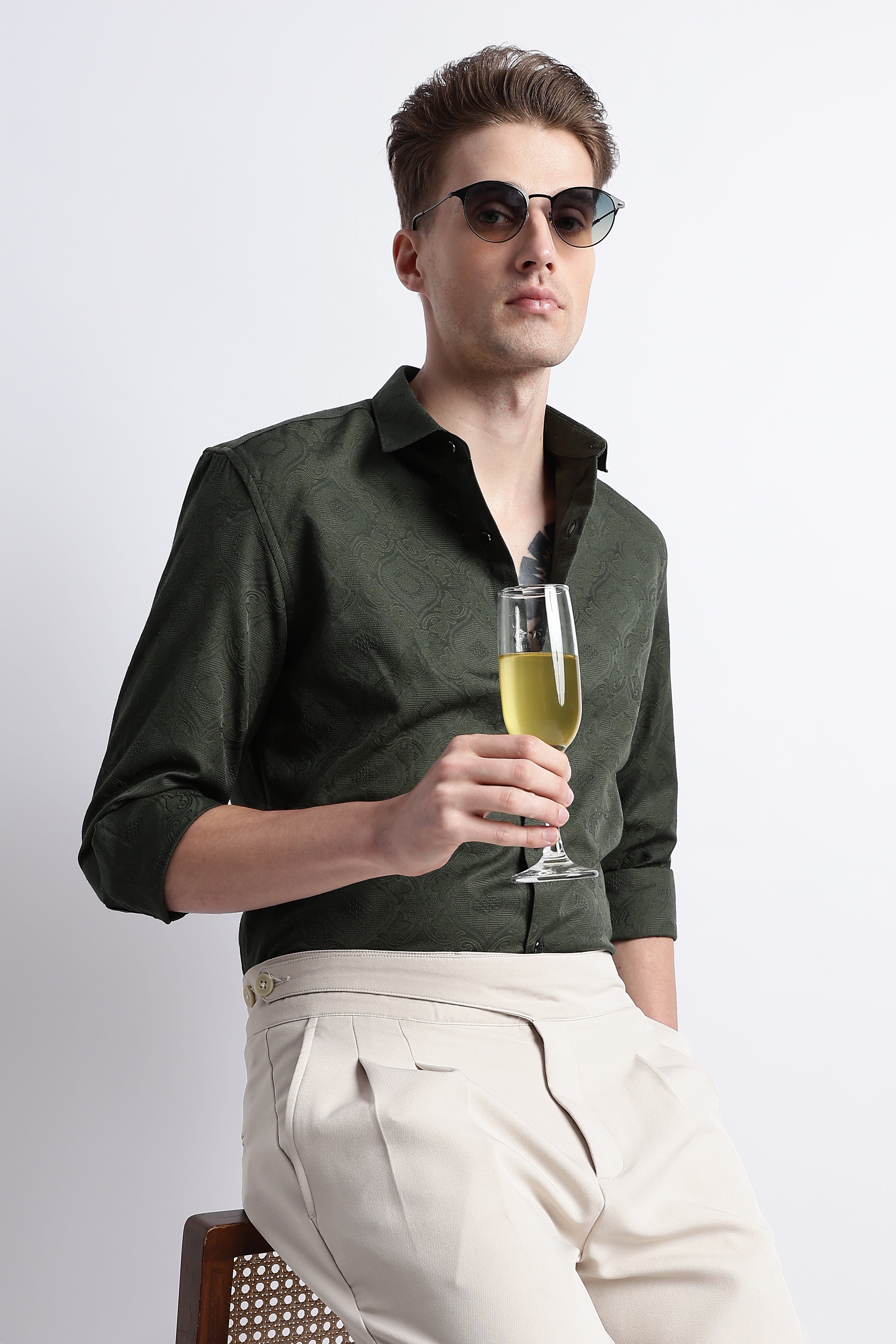 Men Textured Jacquard Shirt