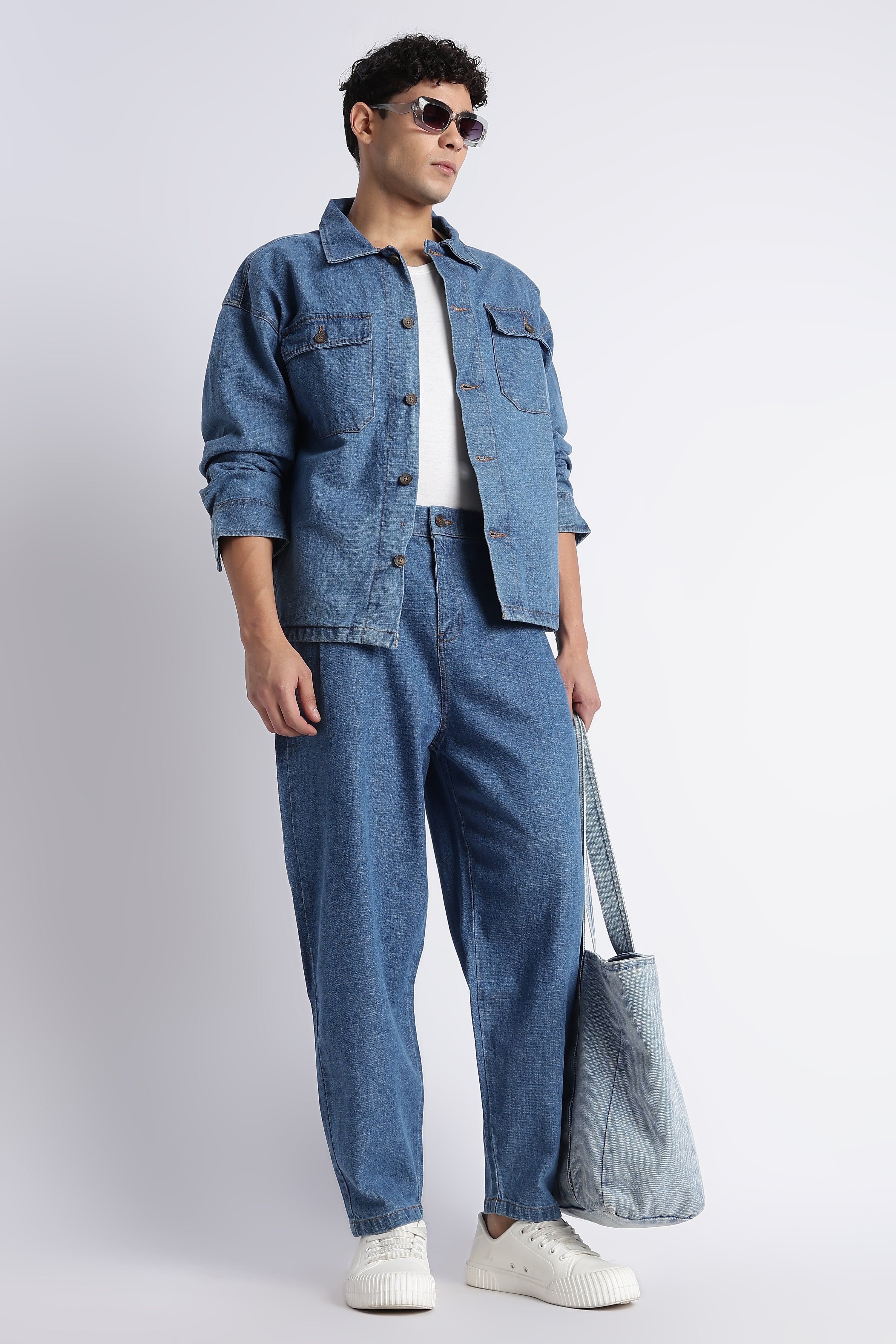 Men Mid Blue Baggy Jeans