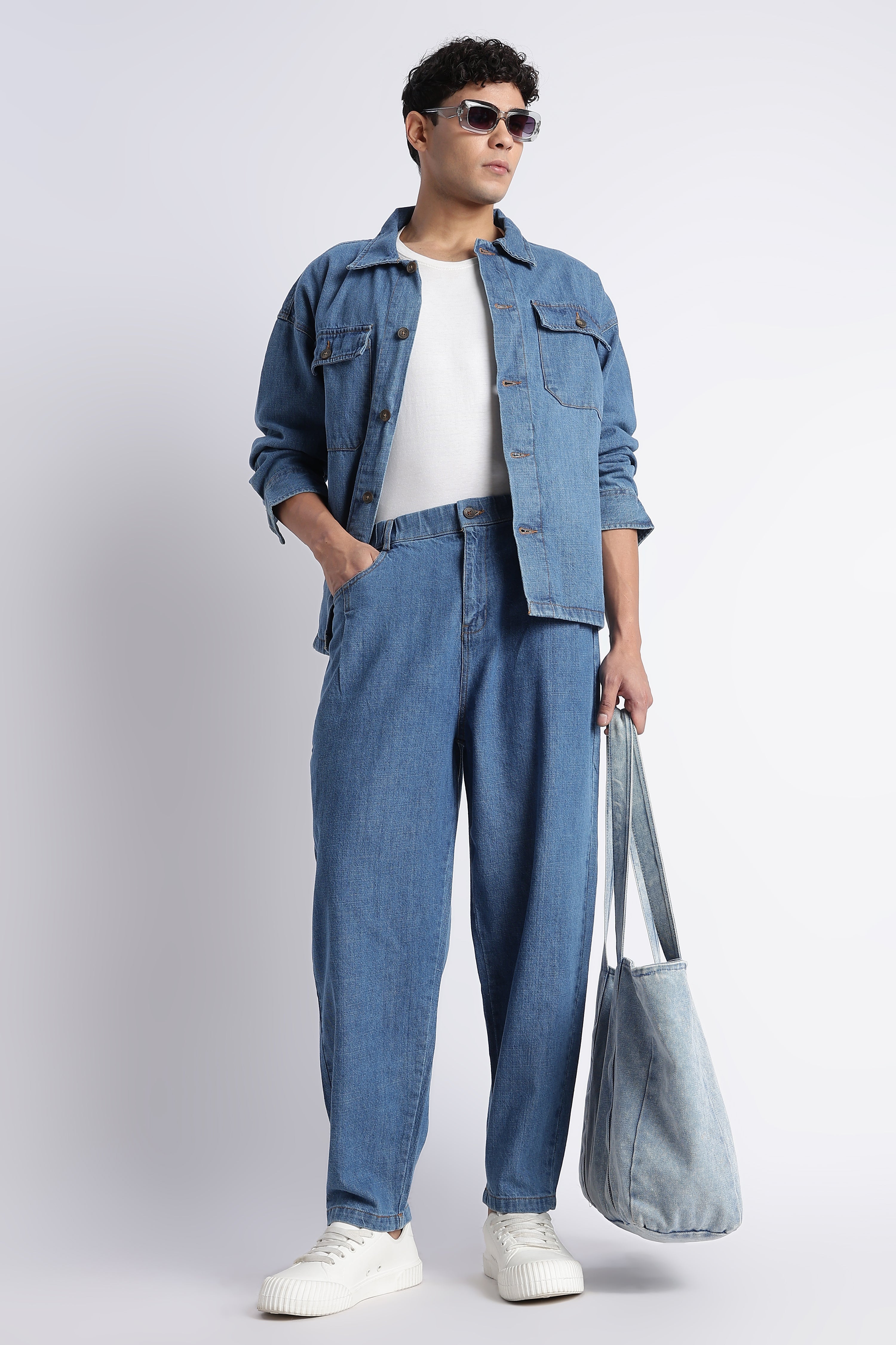 Men Mid Blue Baggy Jeans