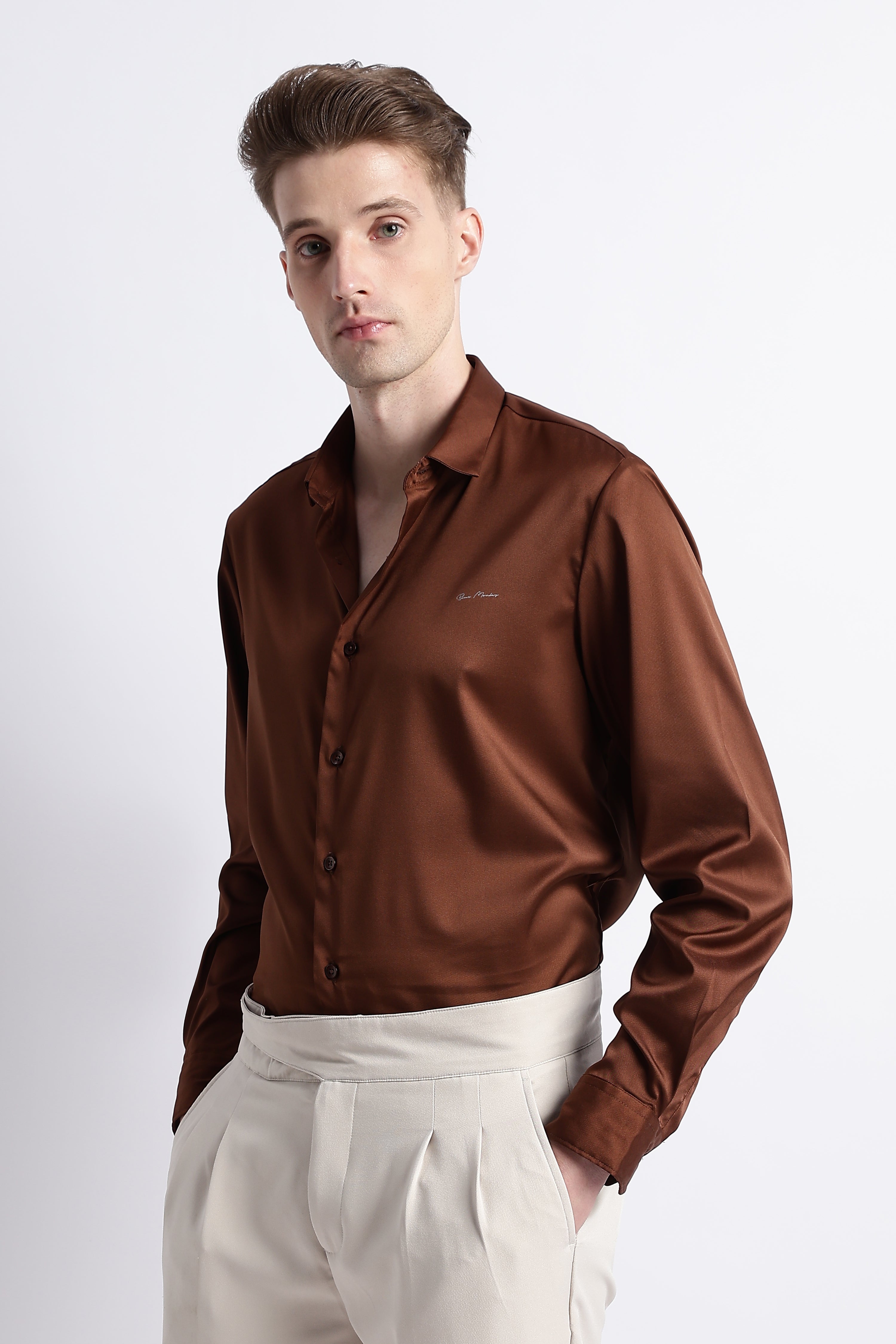 Men Smooth Satin Party Shirt