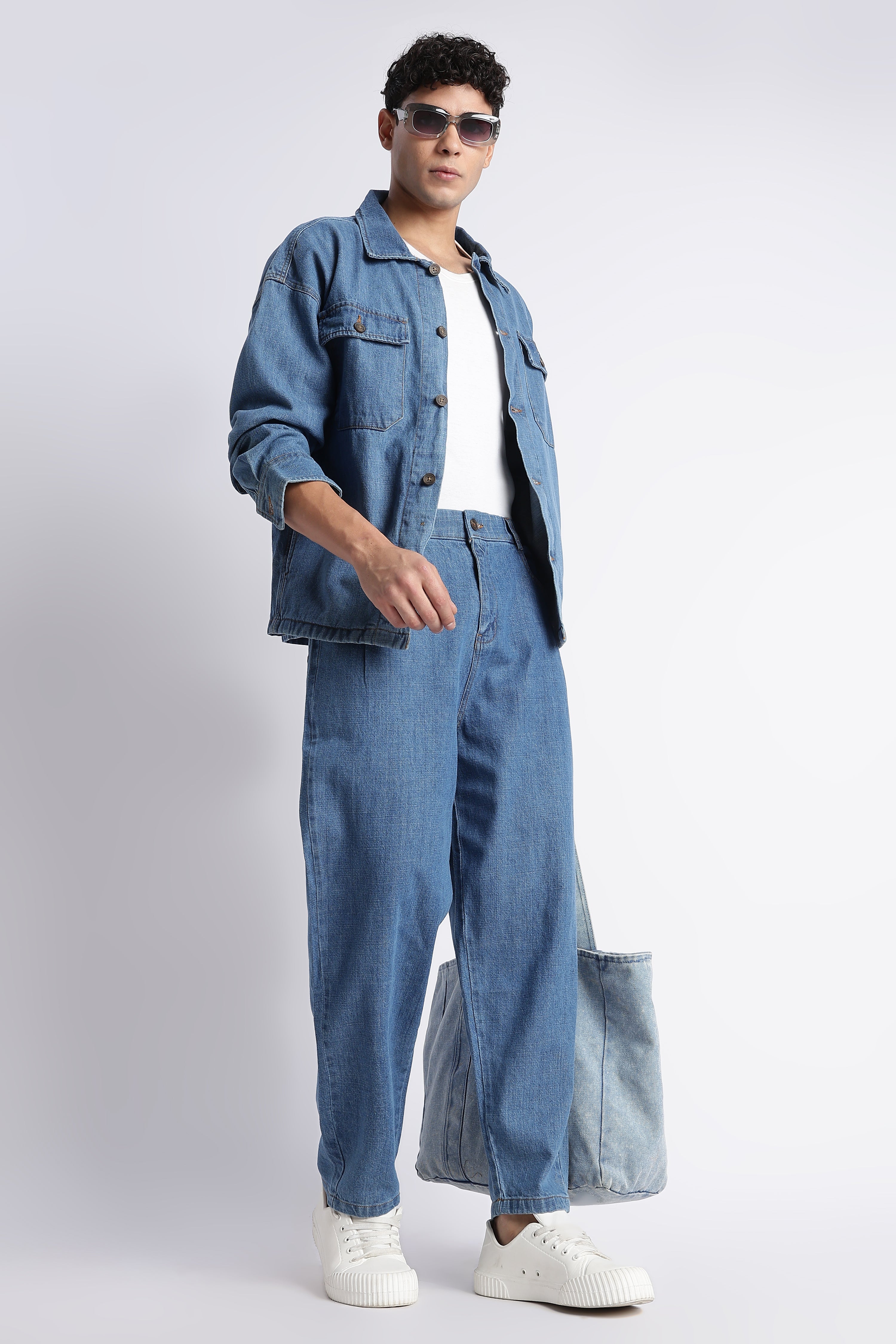 Men Mid Blue Baggy Jeans