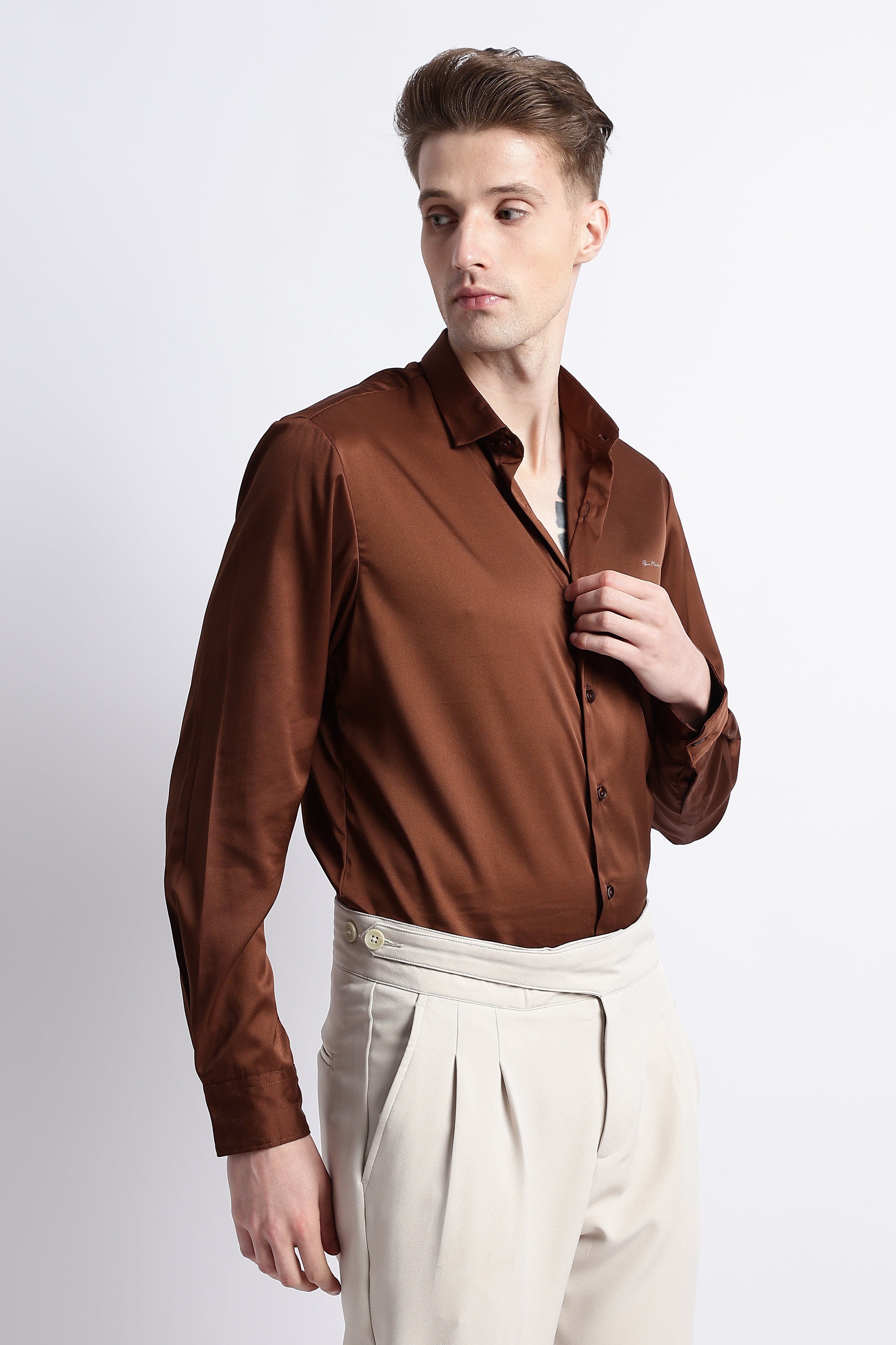 Men Smooth Satin Party Shirt