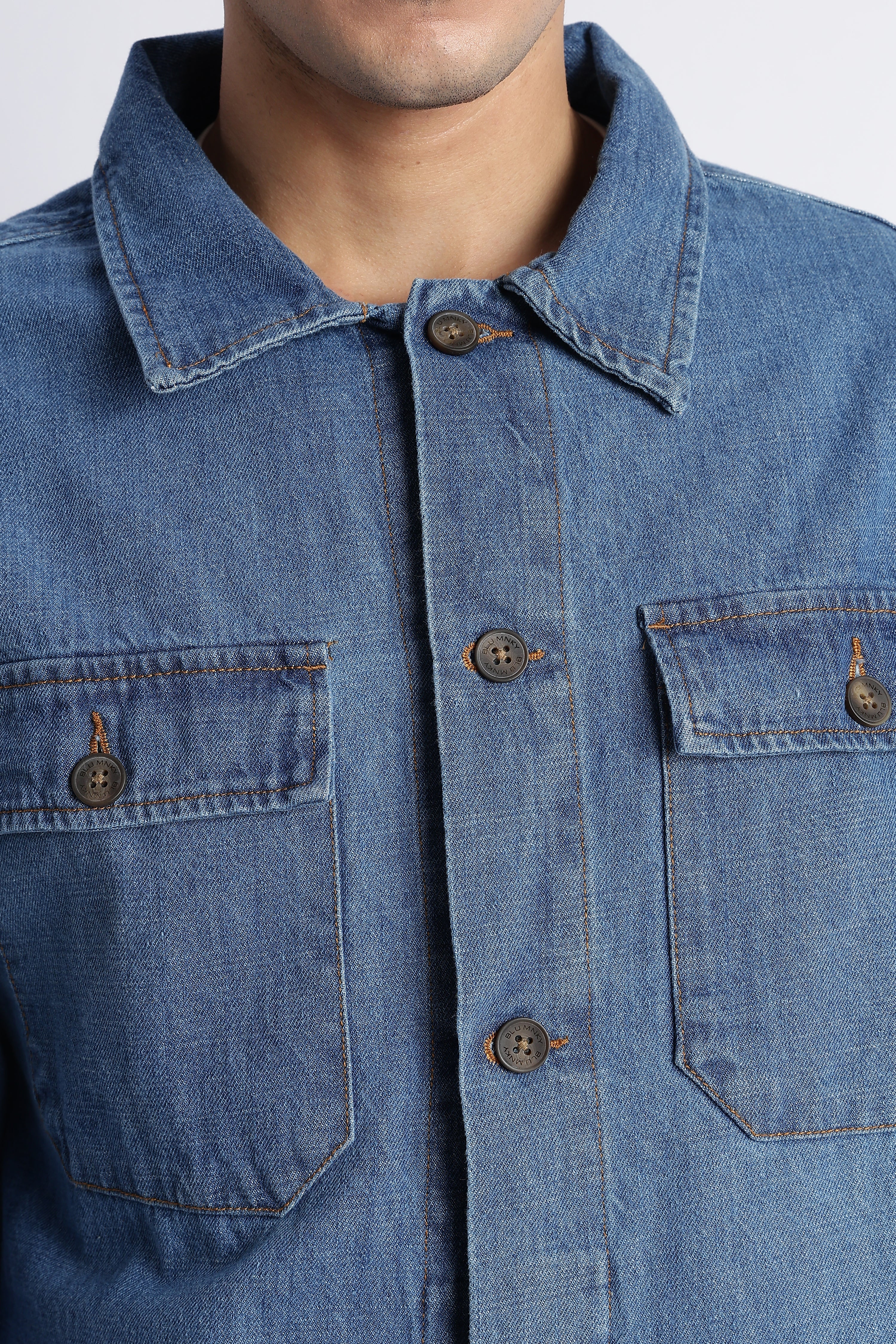 Men Mid Blue Denim Jacket
