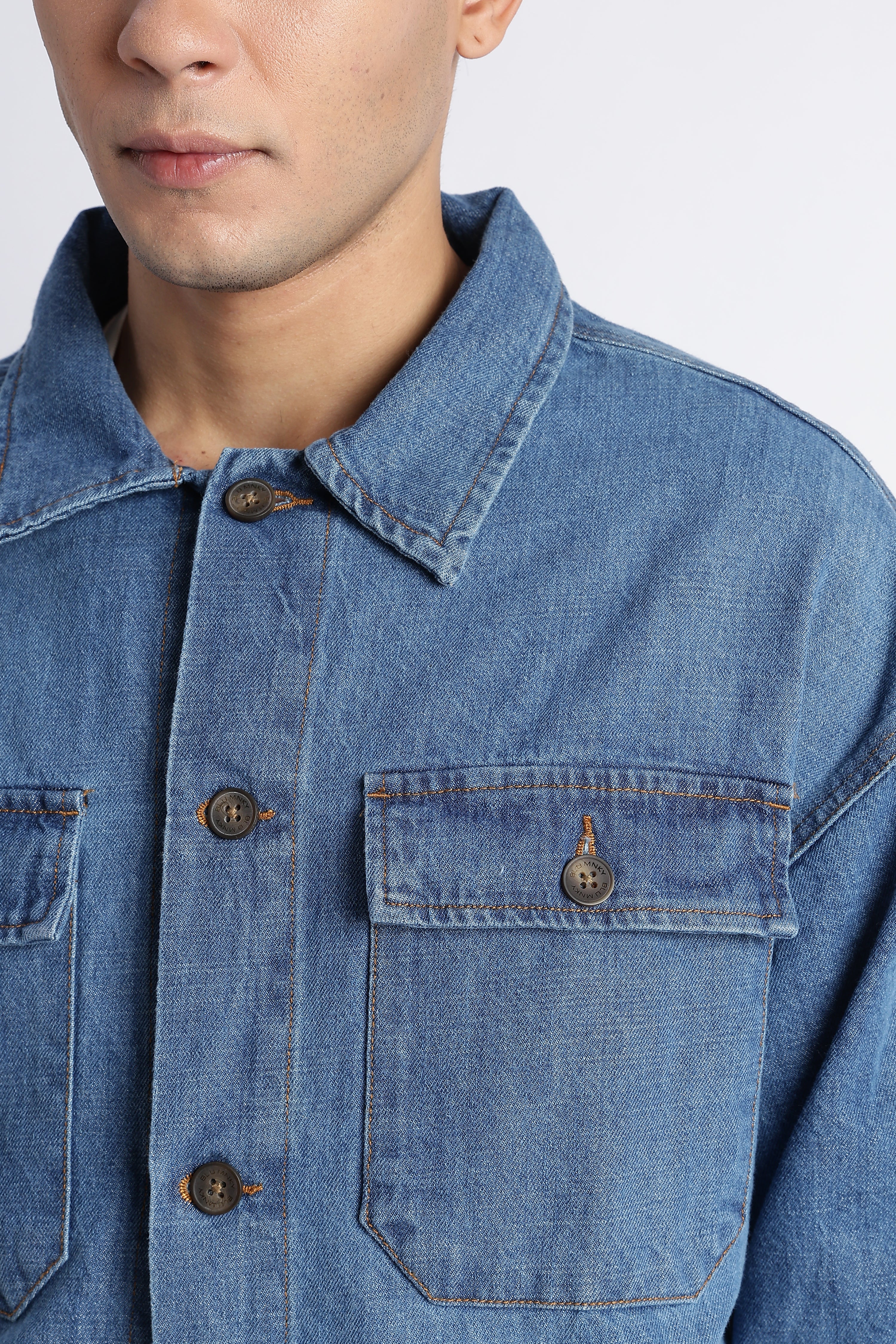 Men Mid Blue Denim Jacket