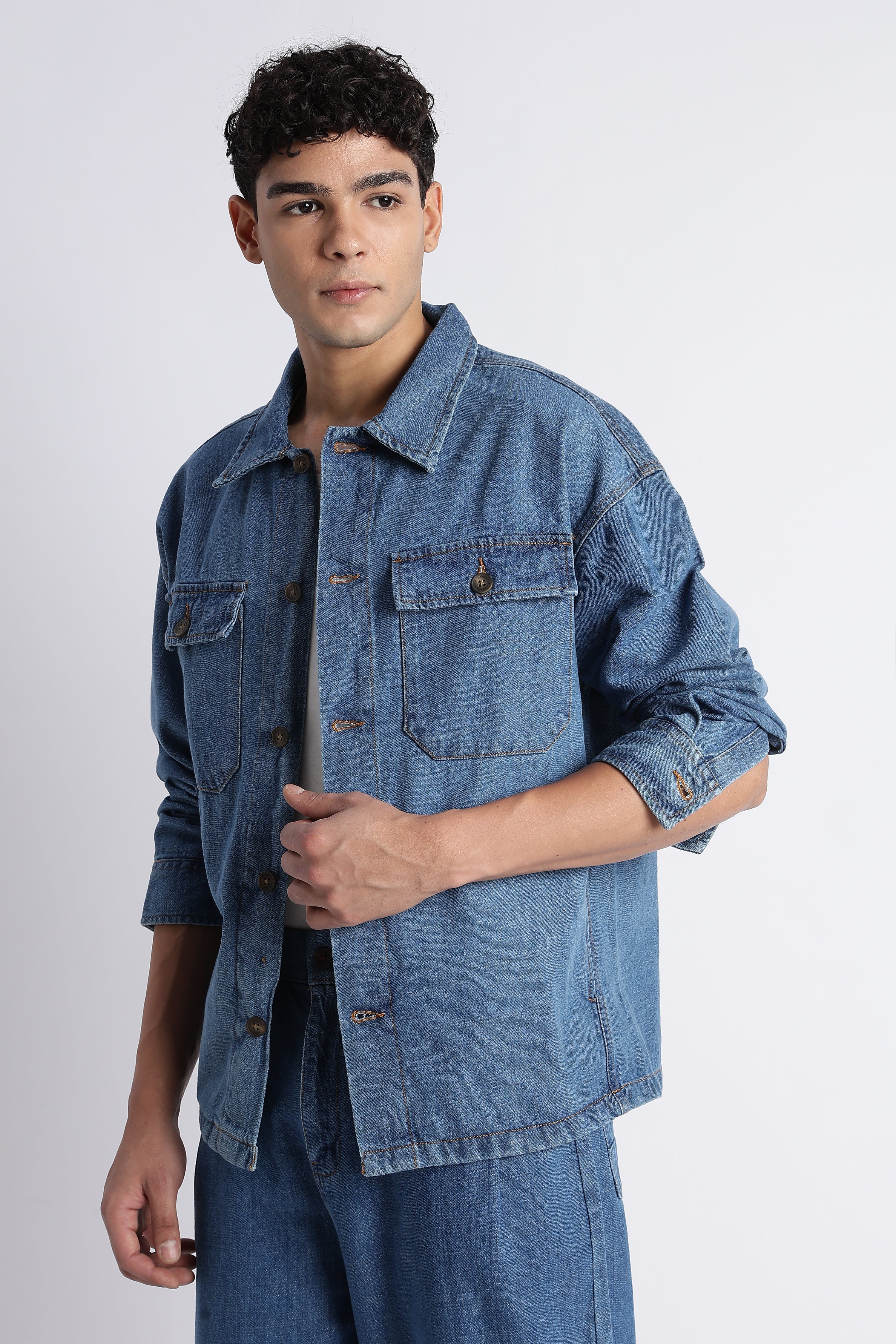Men Mid Blue Denim Jacket