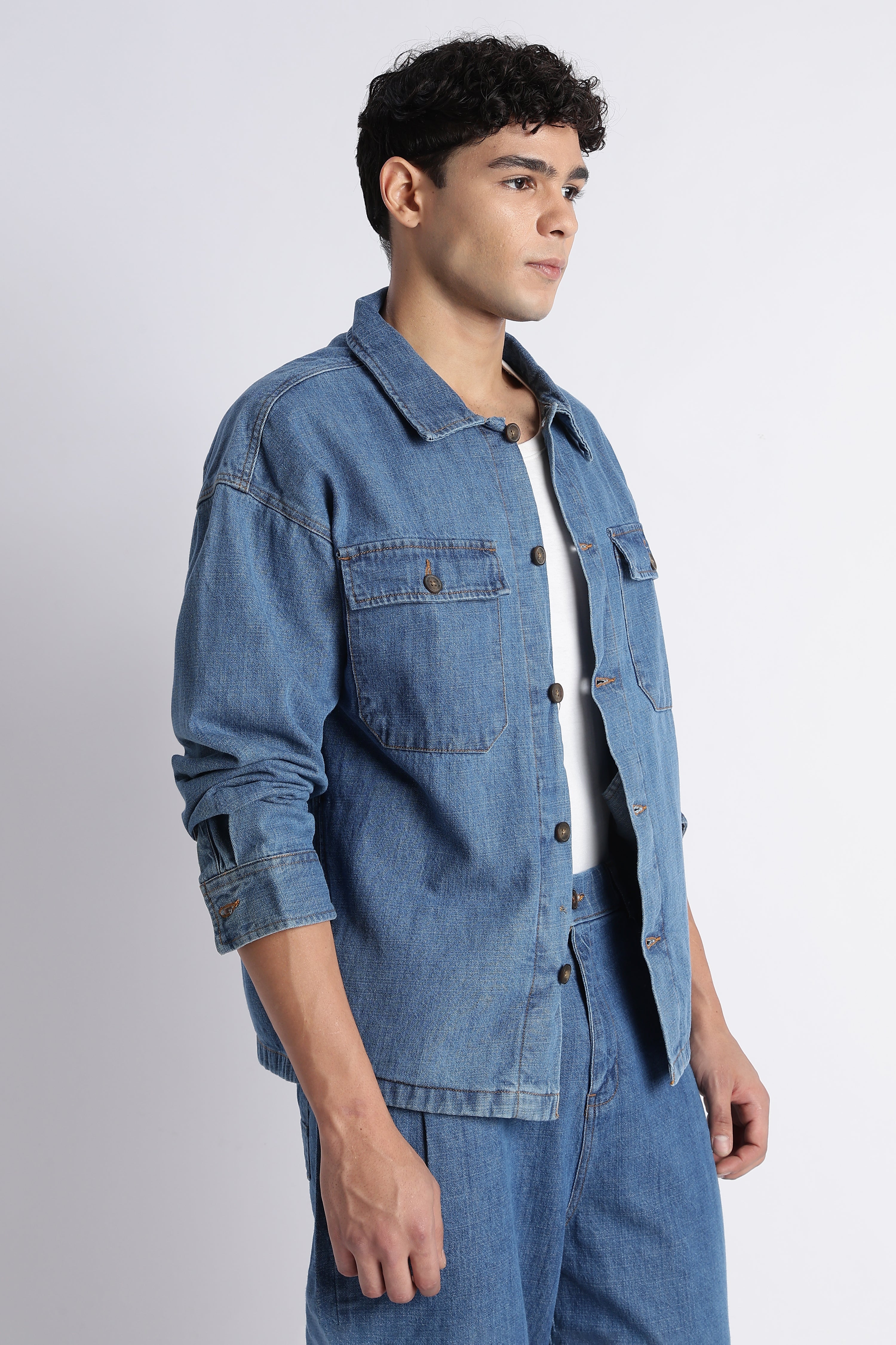 Men Mid Blue Denim Jacket