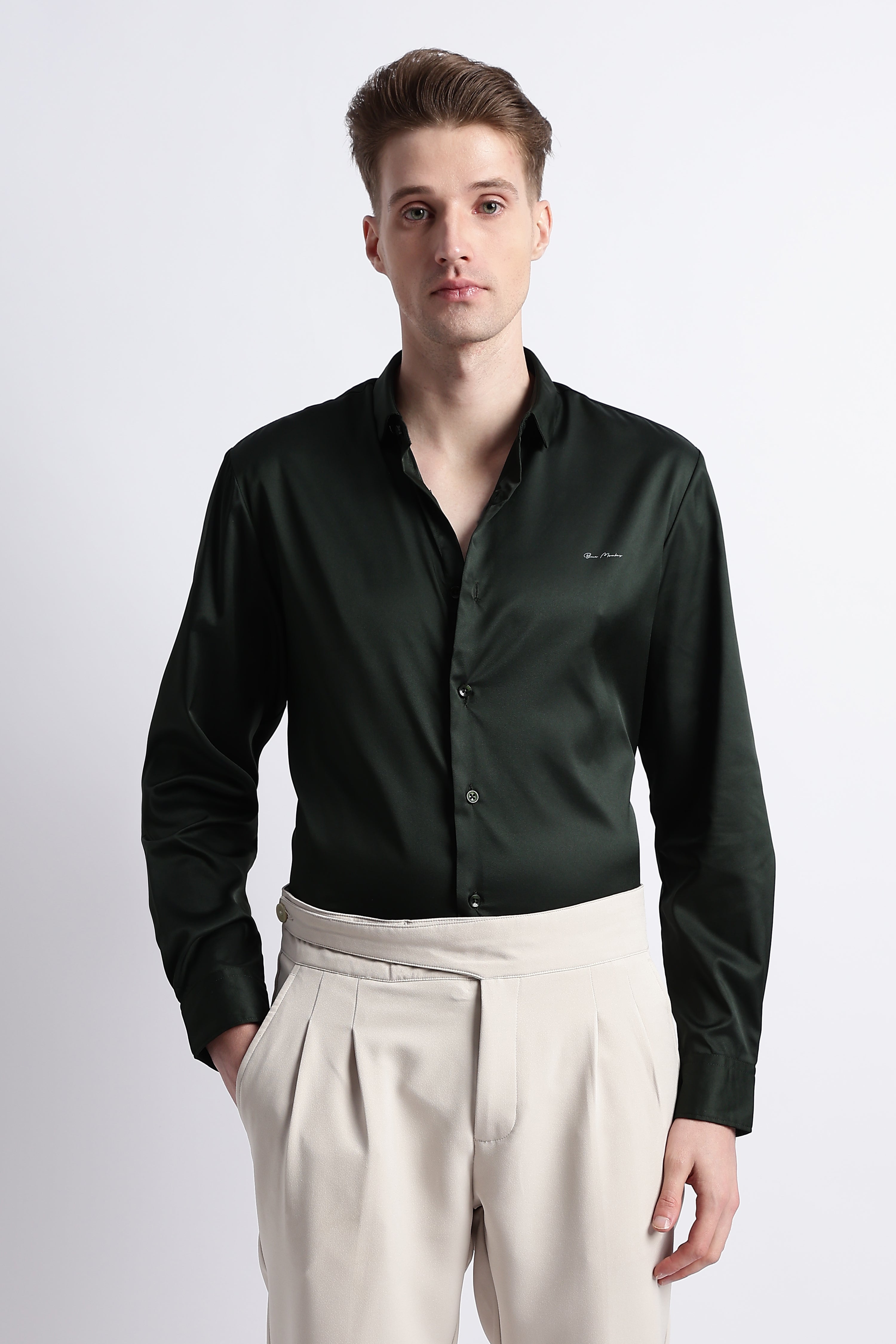 Men Smooth Satin Party Shirt
