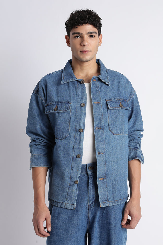 Men Mid Blue Denim Jacket