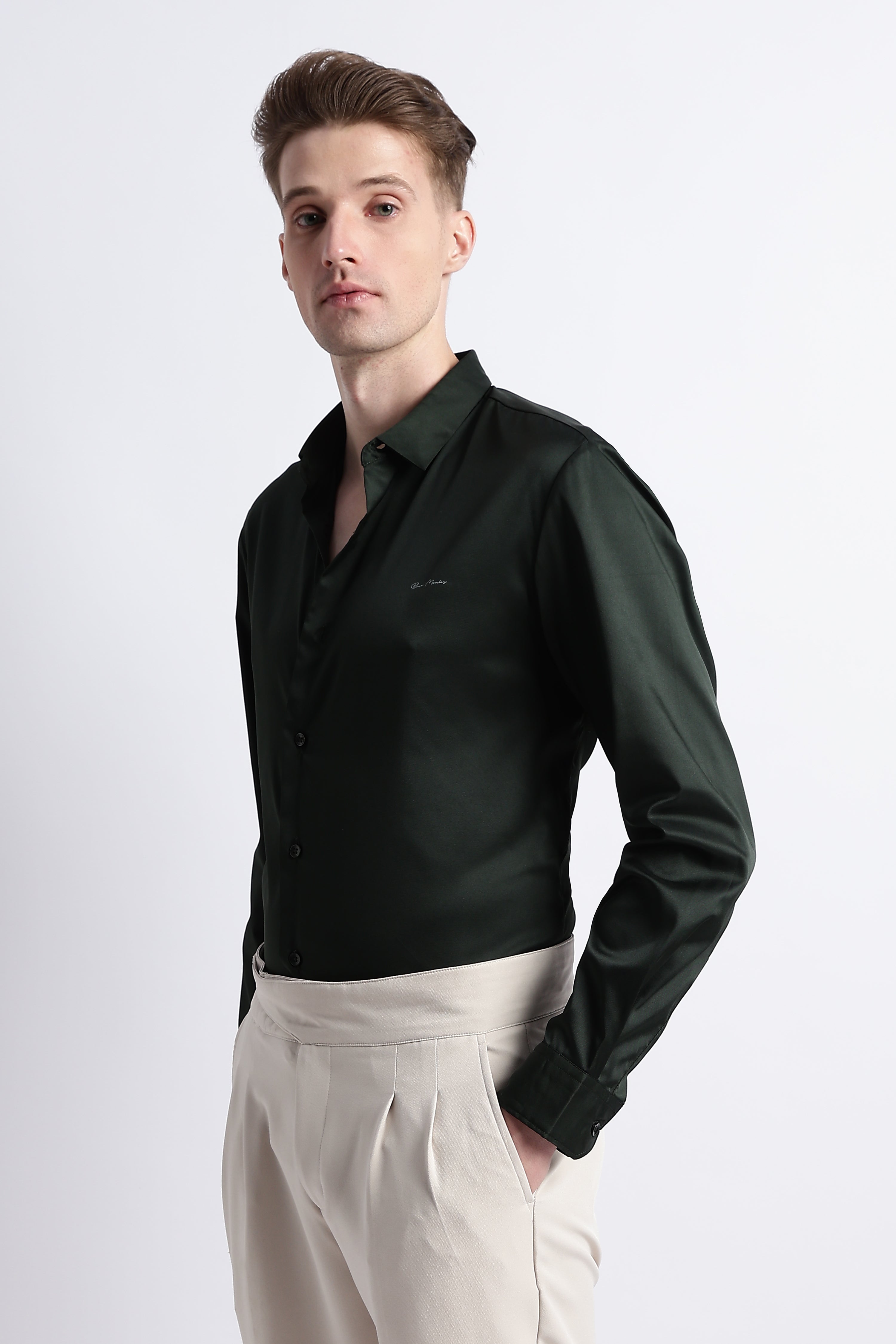 Men Smooth Satin Party Shirt