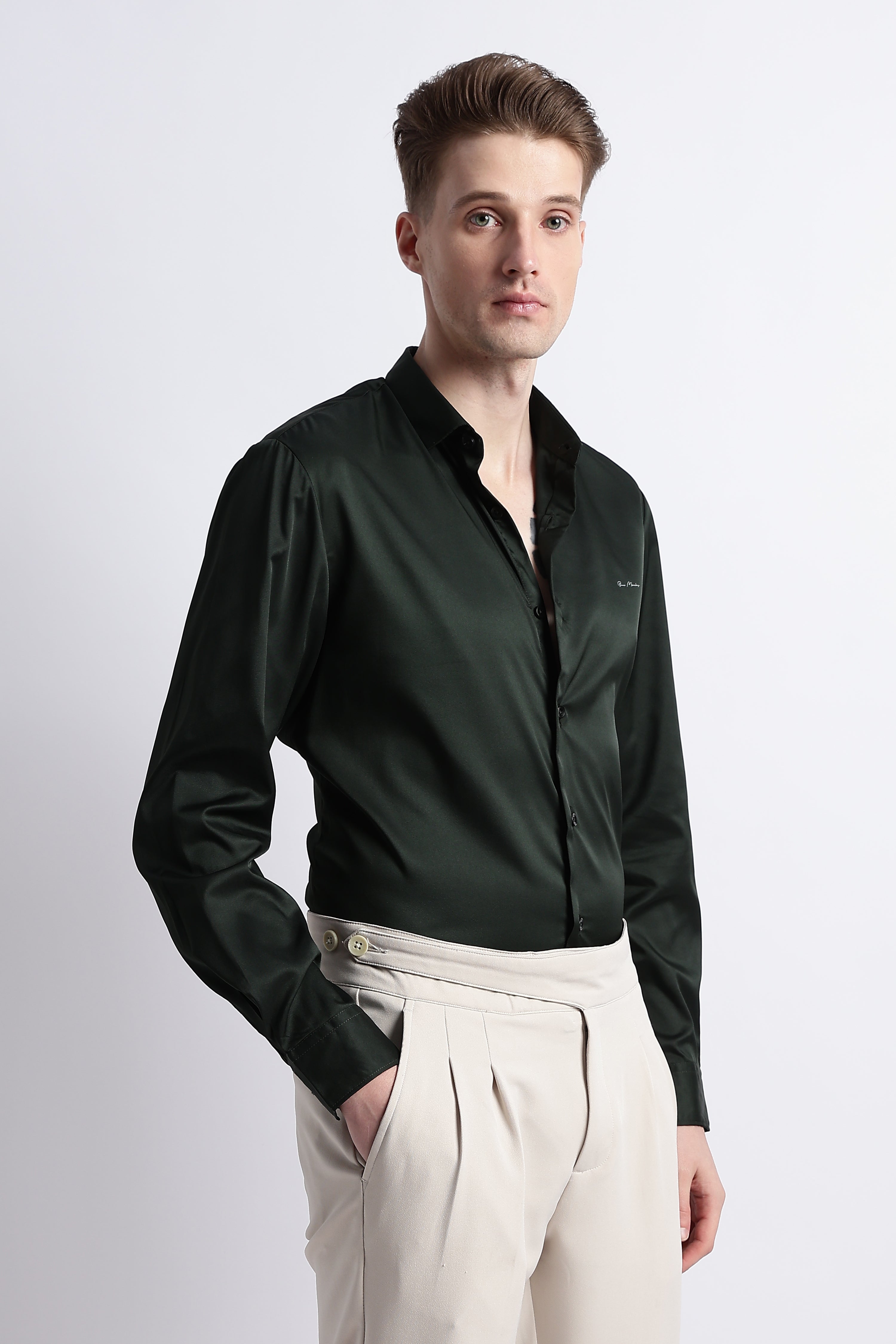 Men Smooth Satin Party Shirt