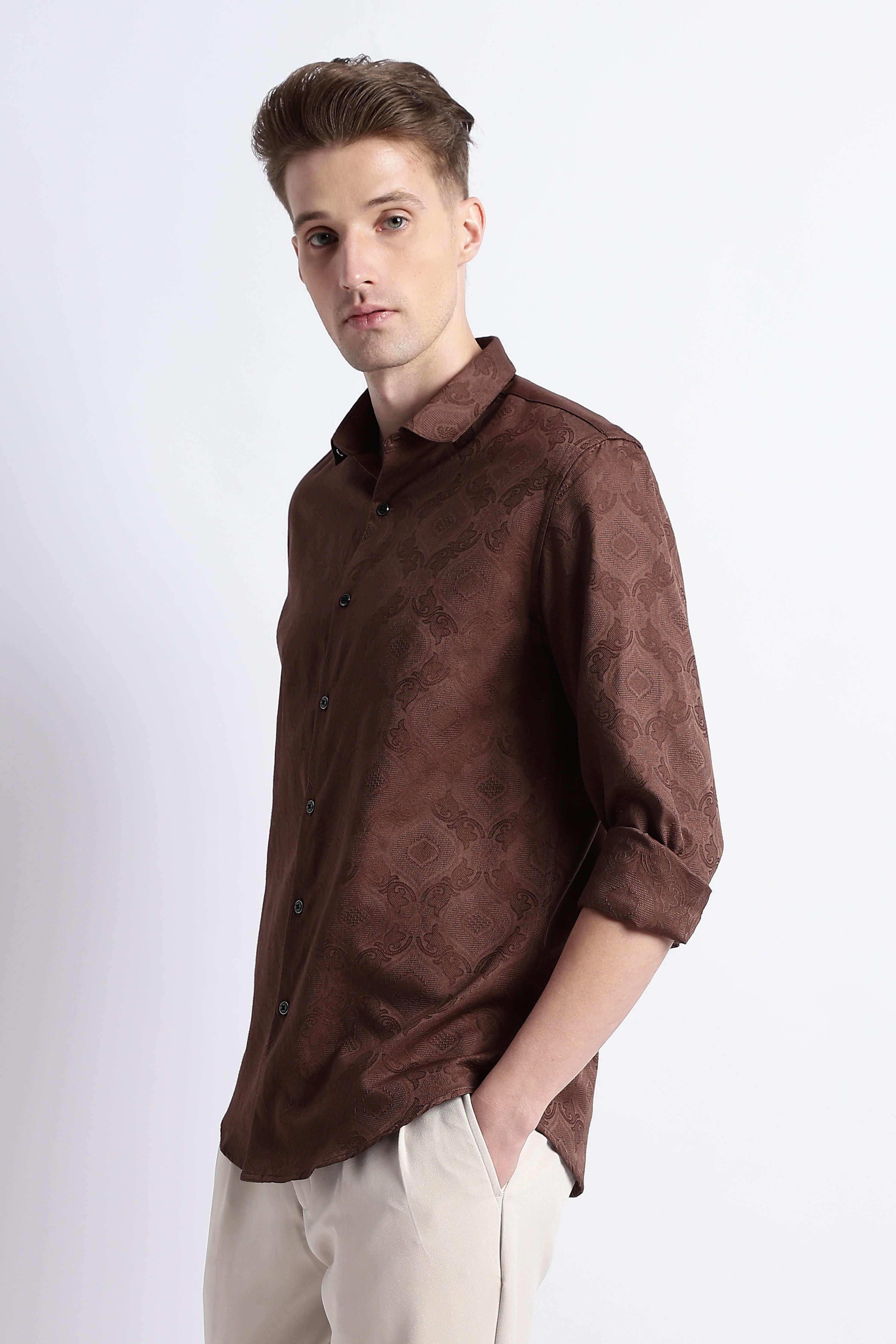 Men Textured Jacquard Shirt
