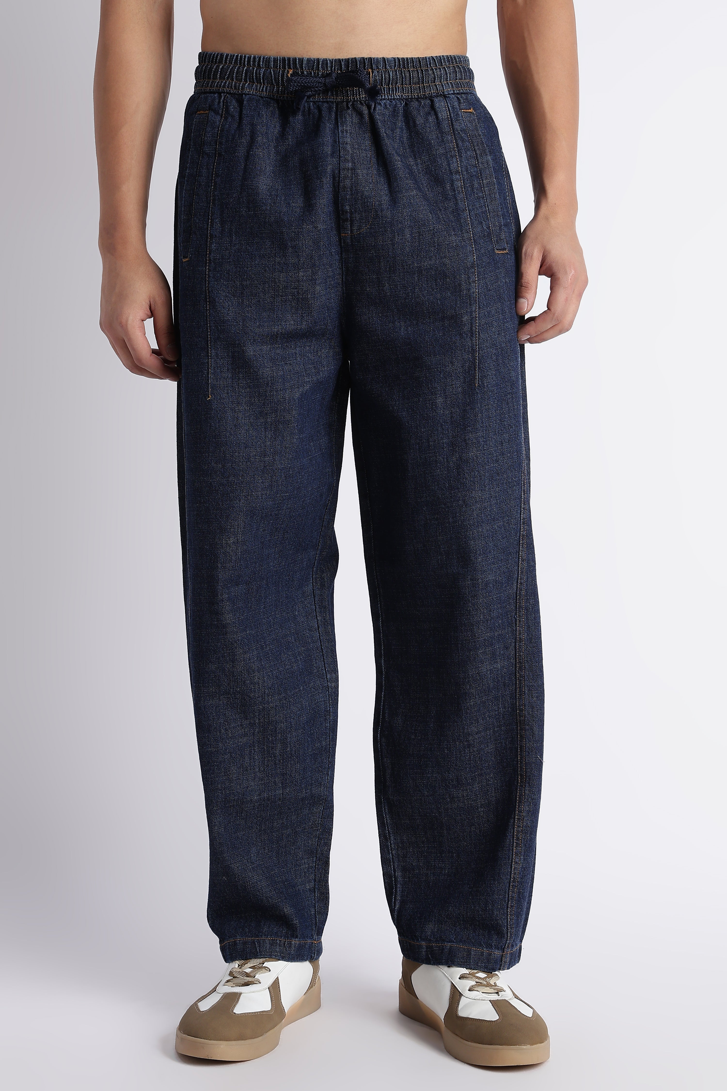 Men Indigo Wide-Leg Denim Pant