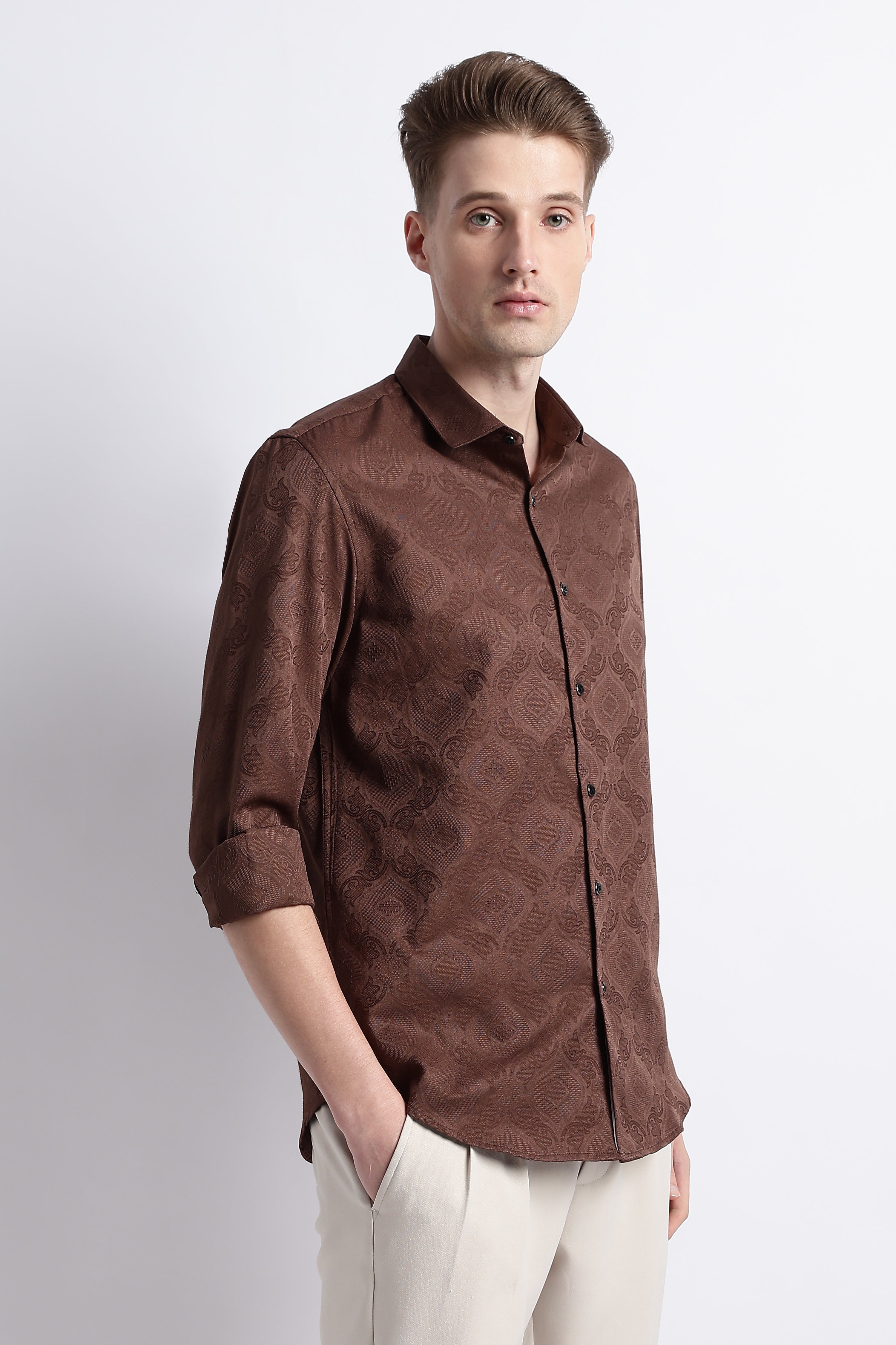Men Textured Jacquard Shirt