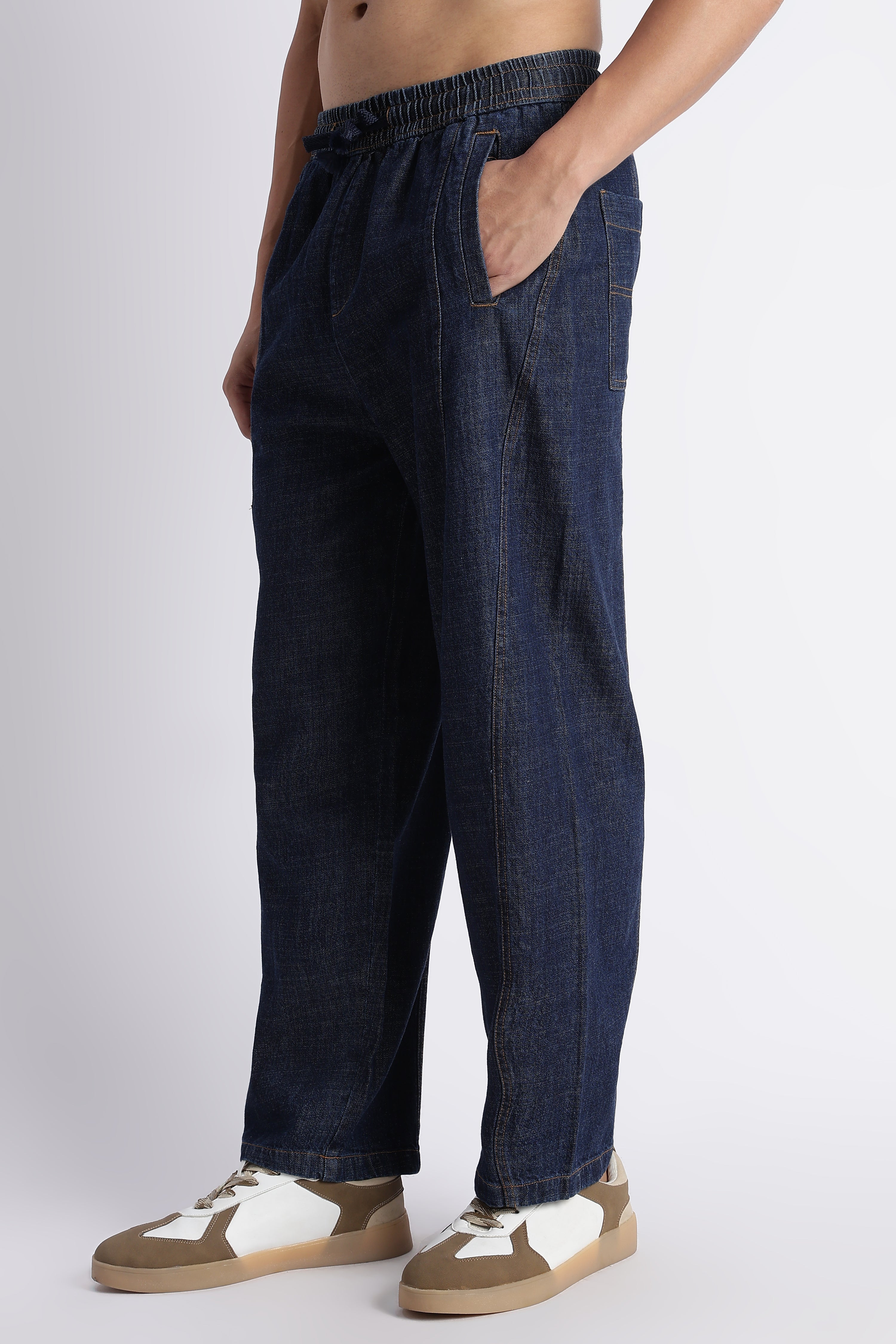 Men Indigo Wide-Leg Denim Pant