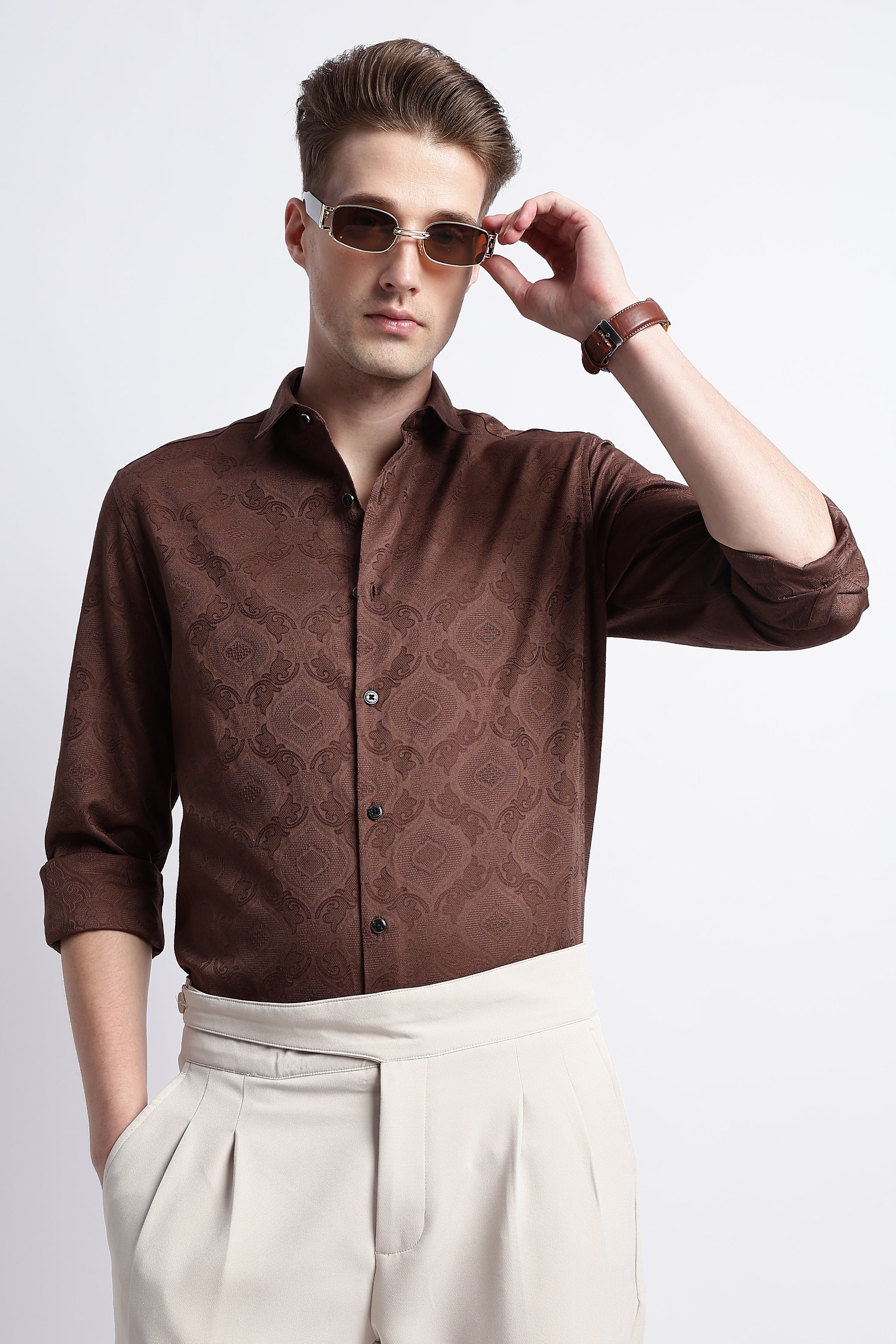 Men Textured Jacquard Shirt