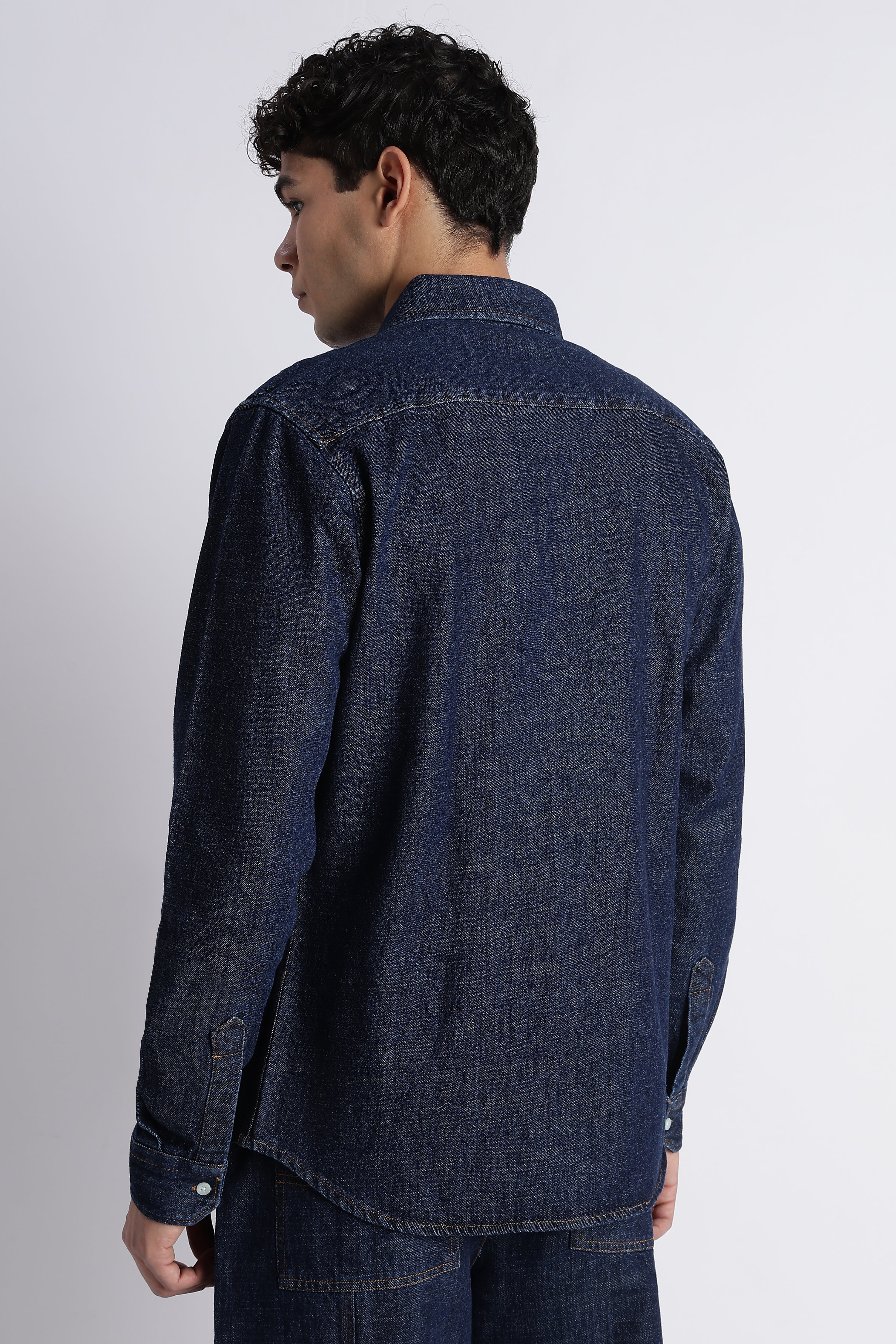Men Indigo Western Denim Shirt