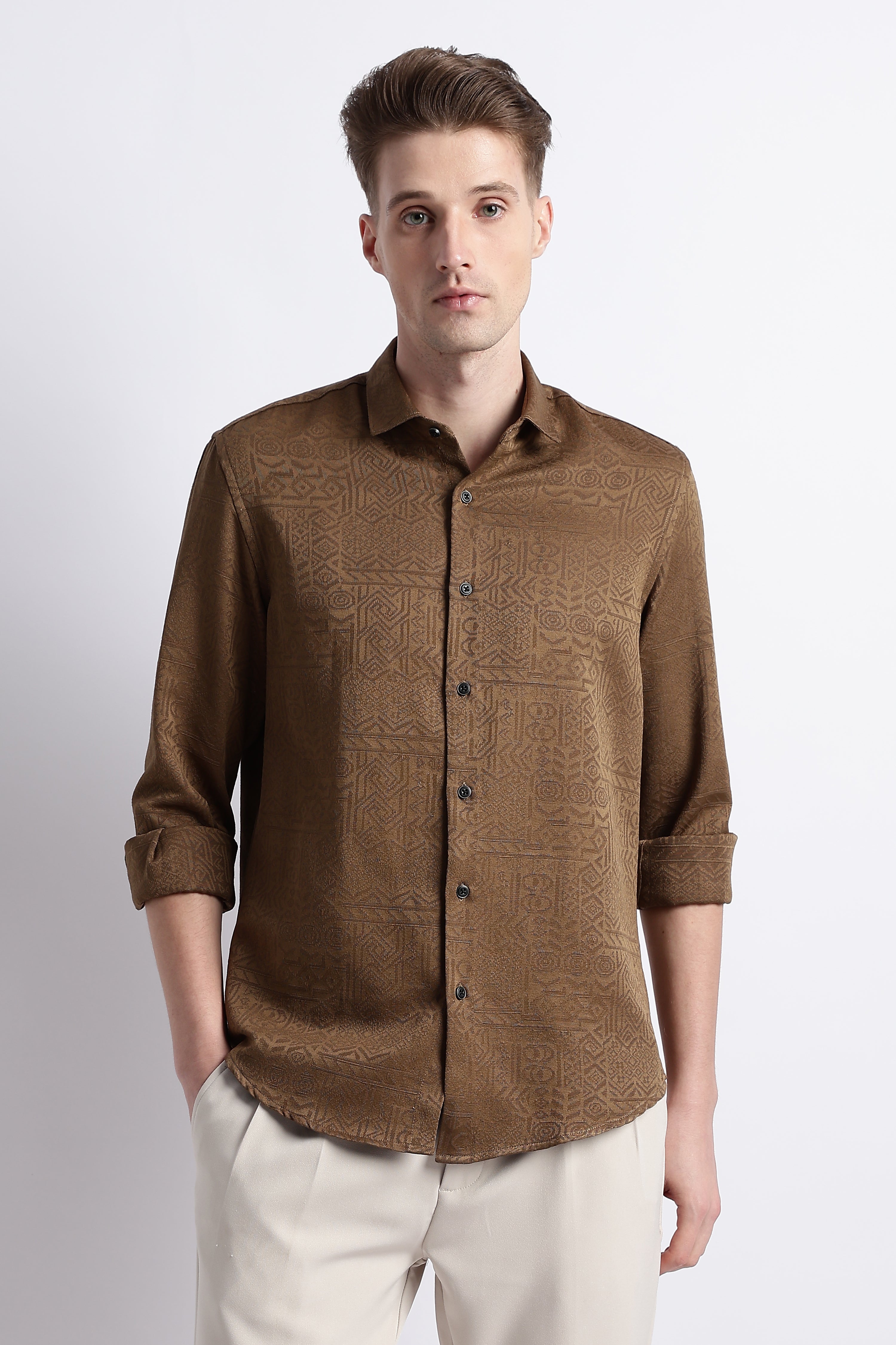 Men Textured Jacquard Shirt