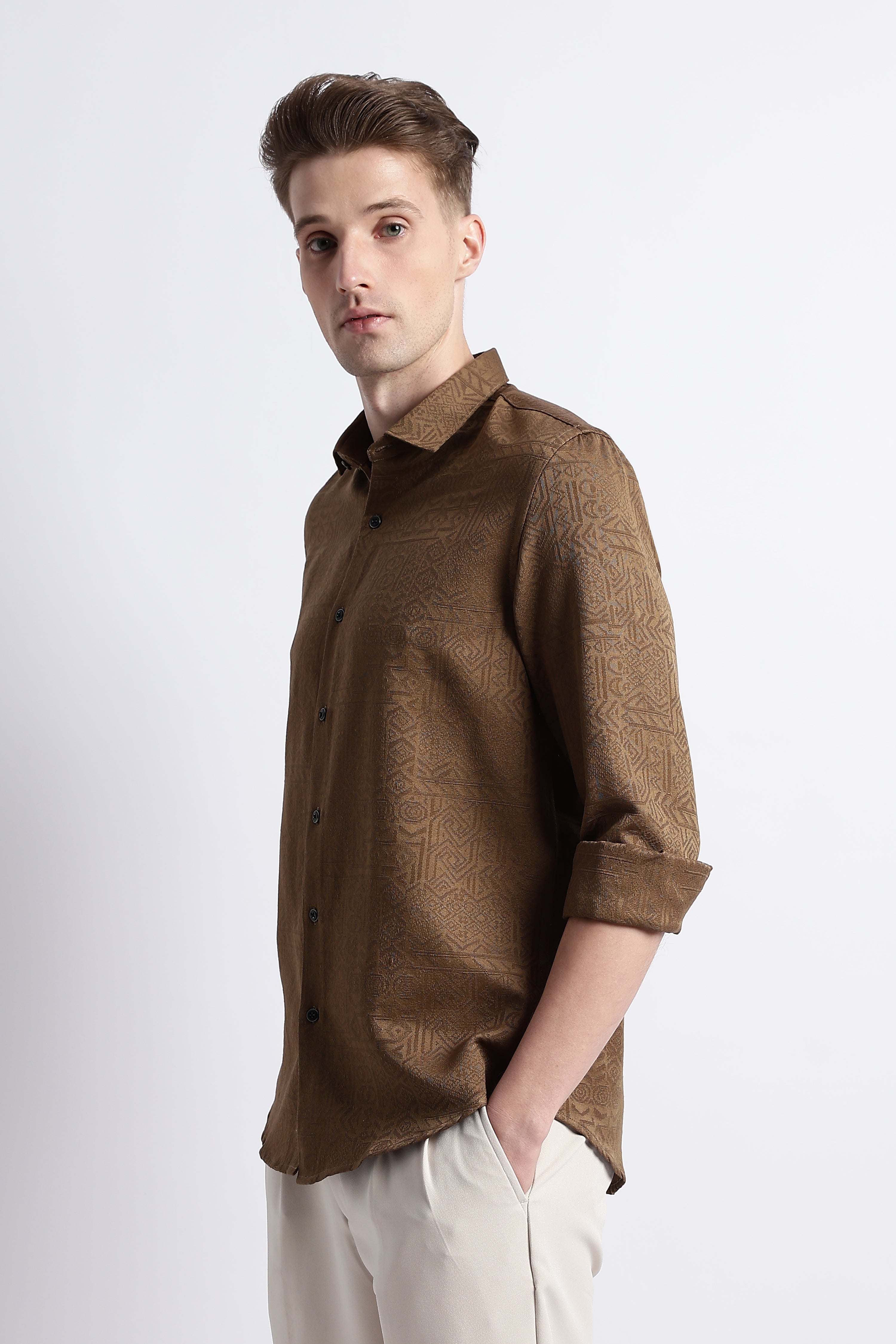 Men Textured Jacquard Shirt