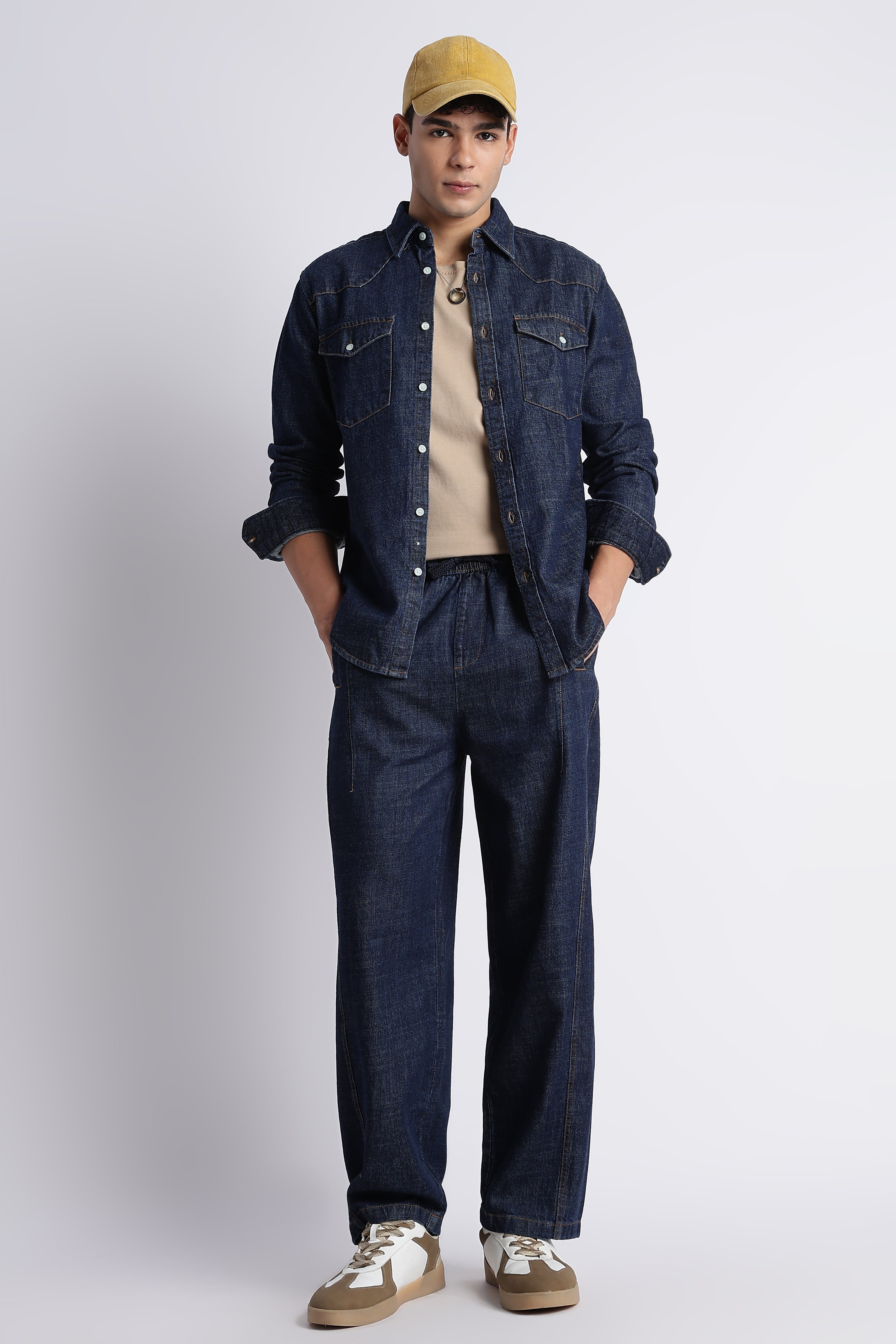 Men Indigo Western Denim Shirt