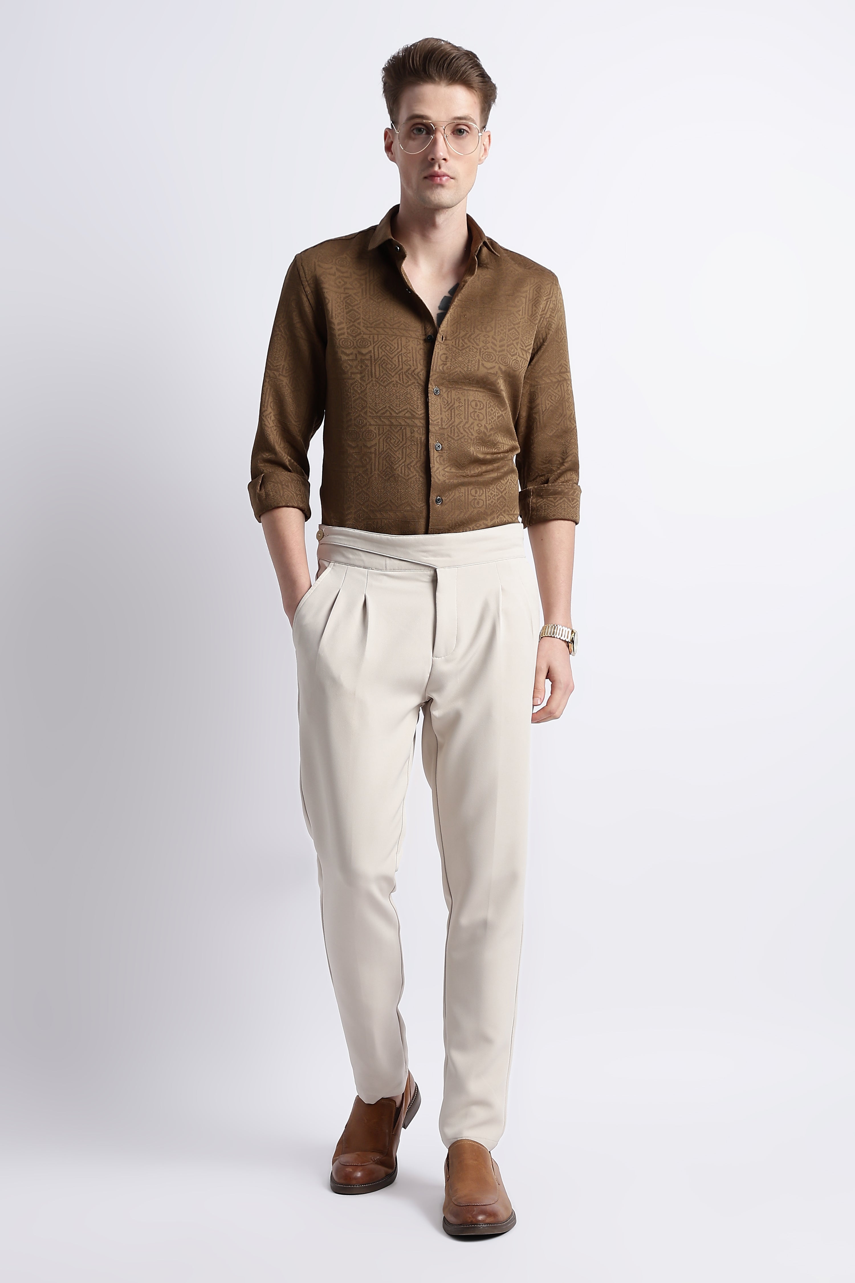 Men Textured Jacquard Shirt