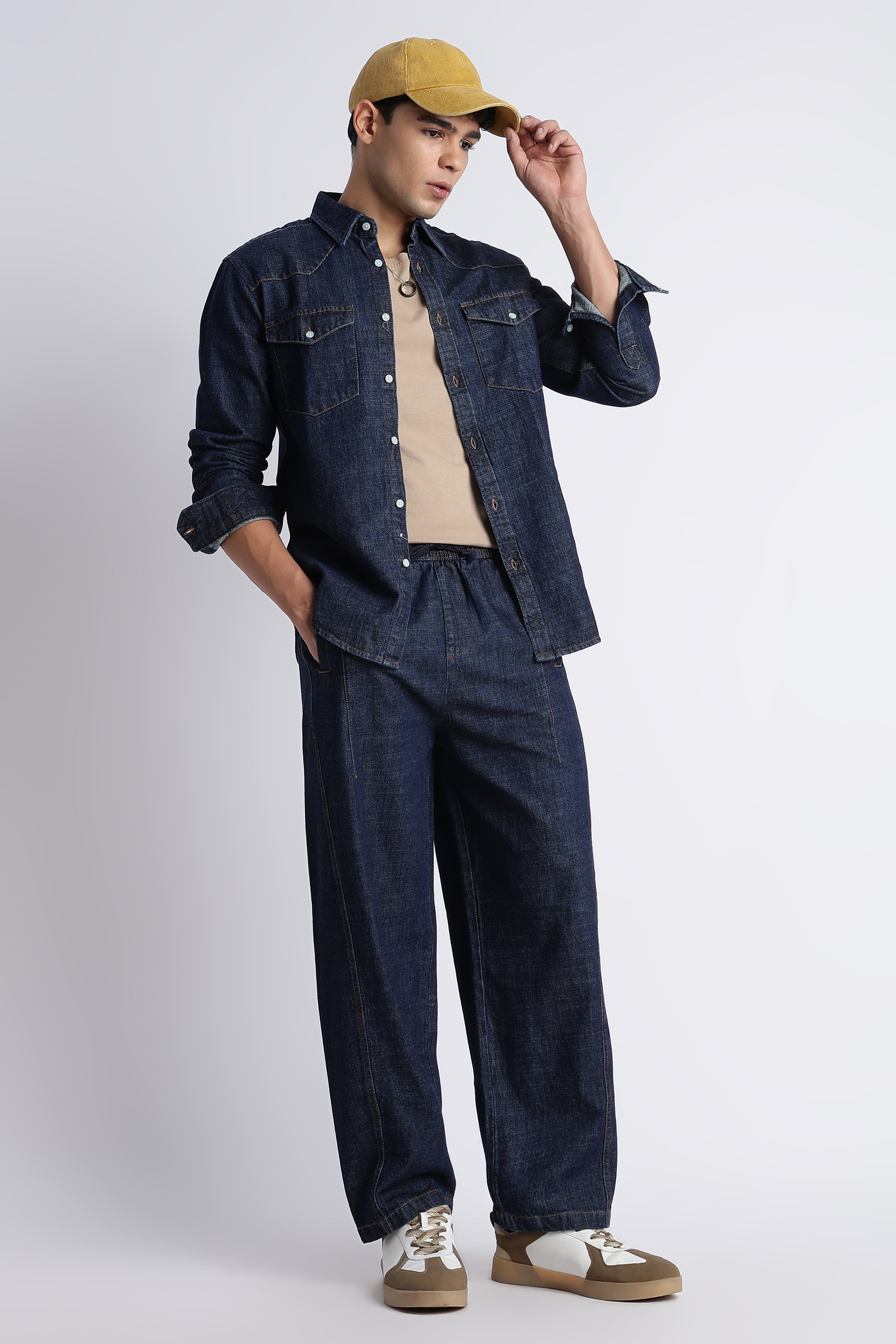 Men Indigo Western Denim Shirt