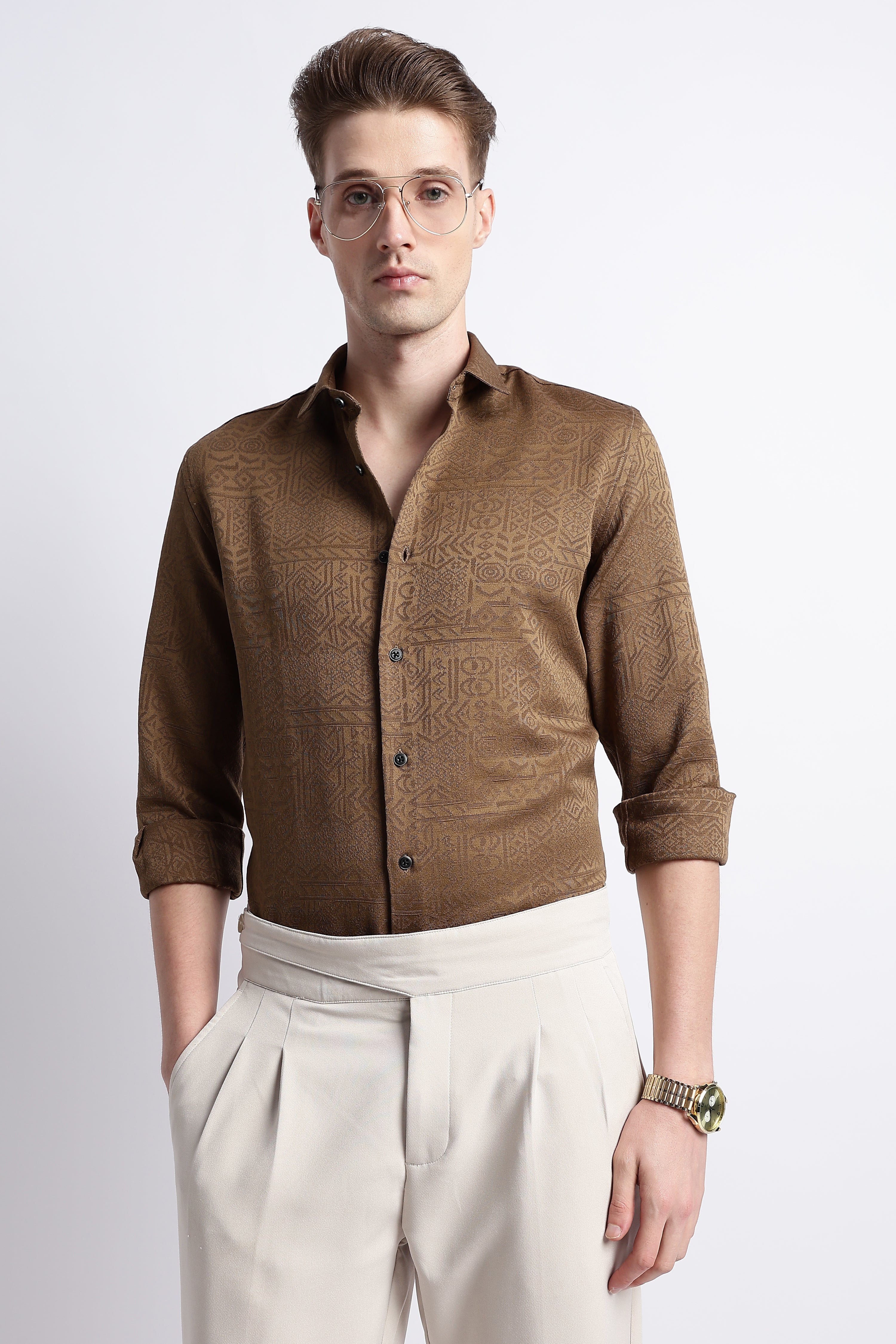 Men Textured Jacquard Shirt