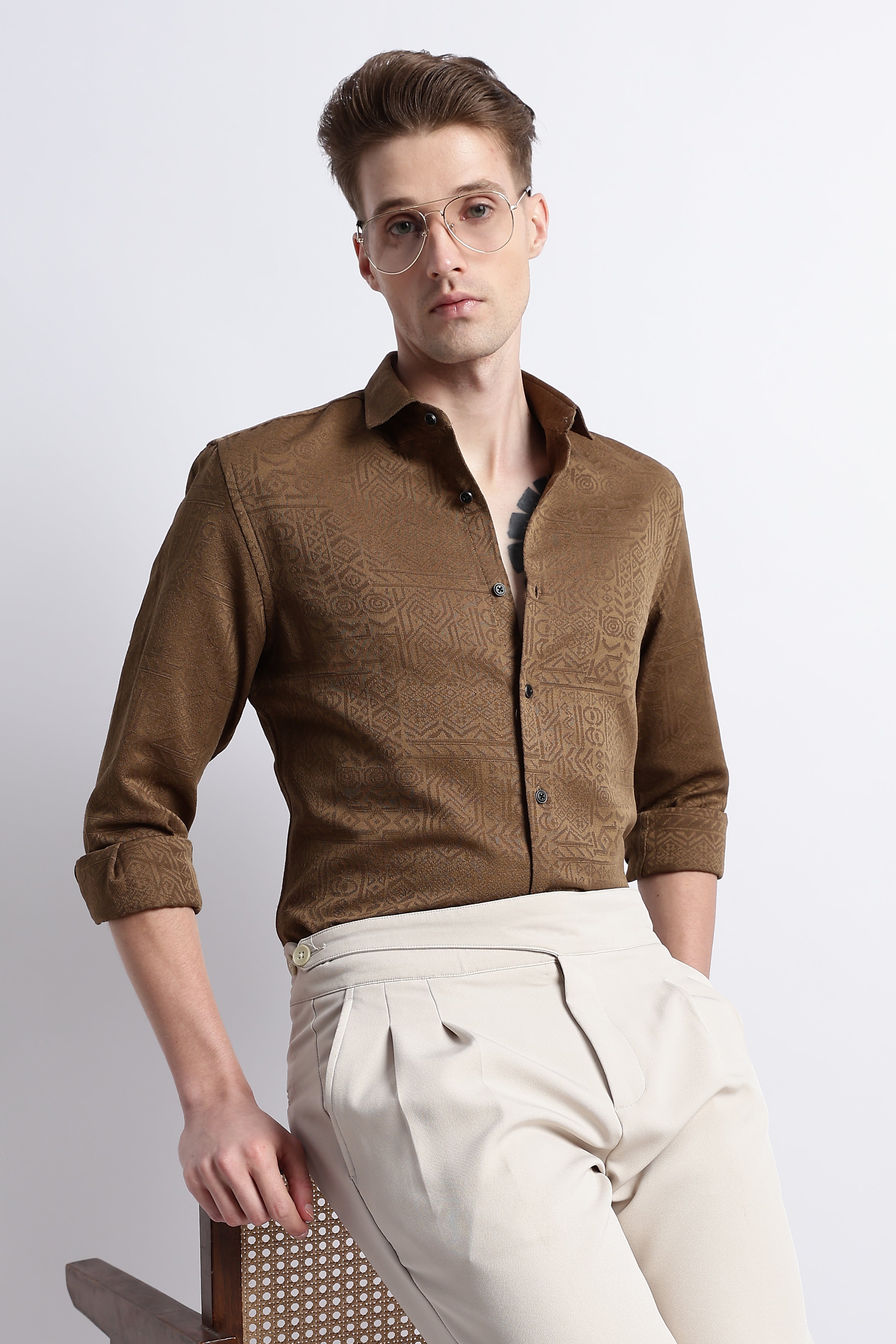Men Textured Jacquard Shirt