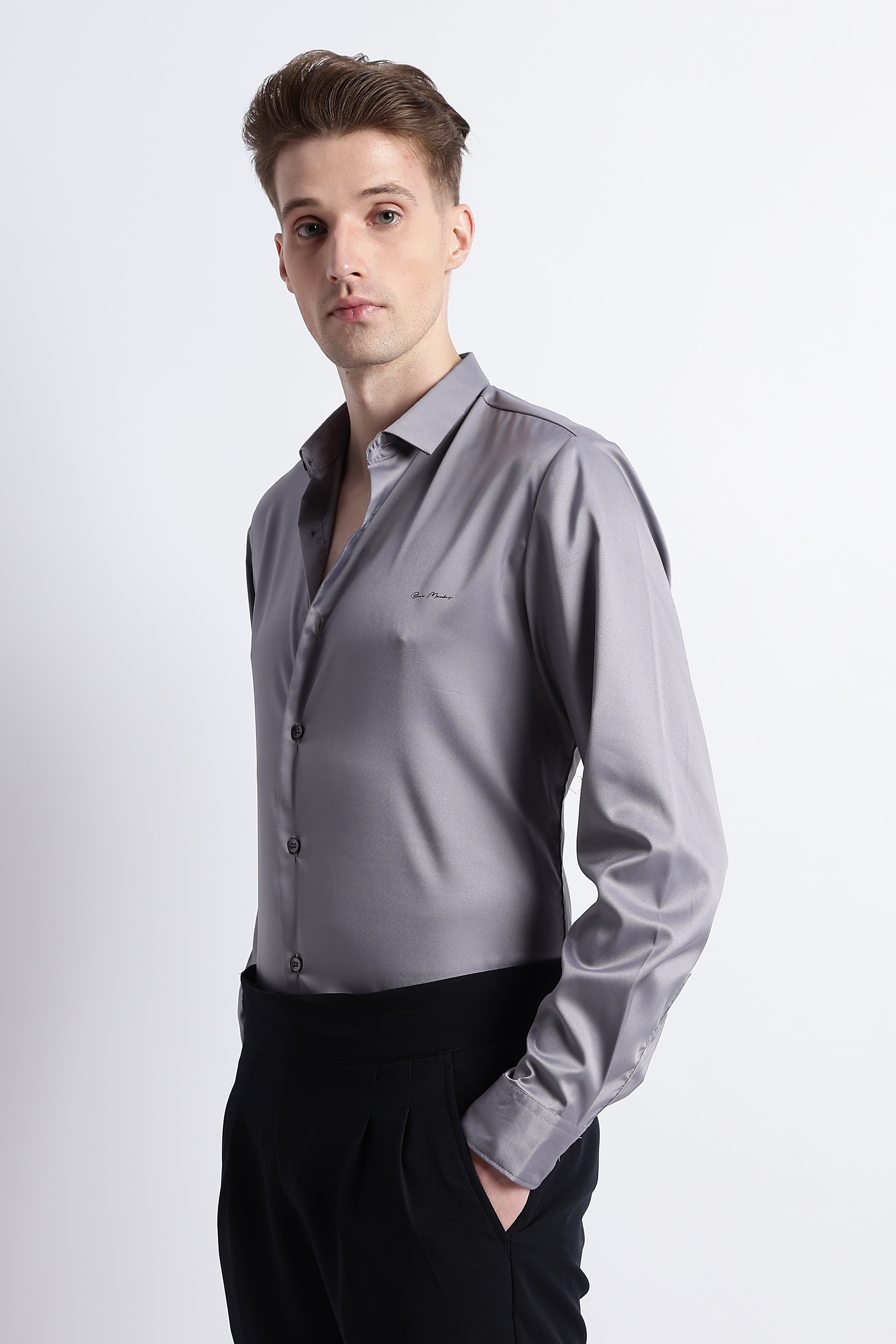 Men Smooth Satin Party Shirt
