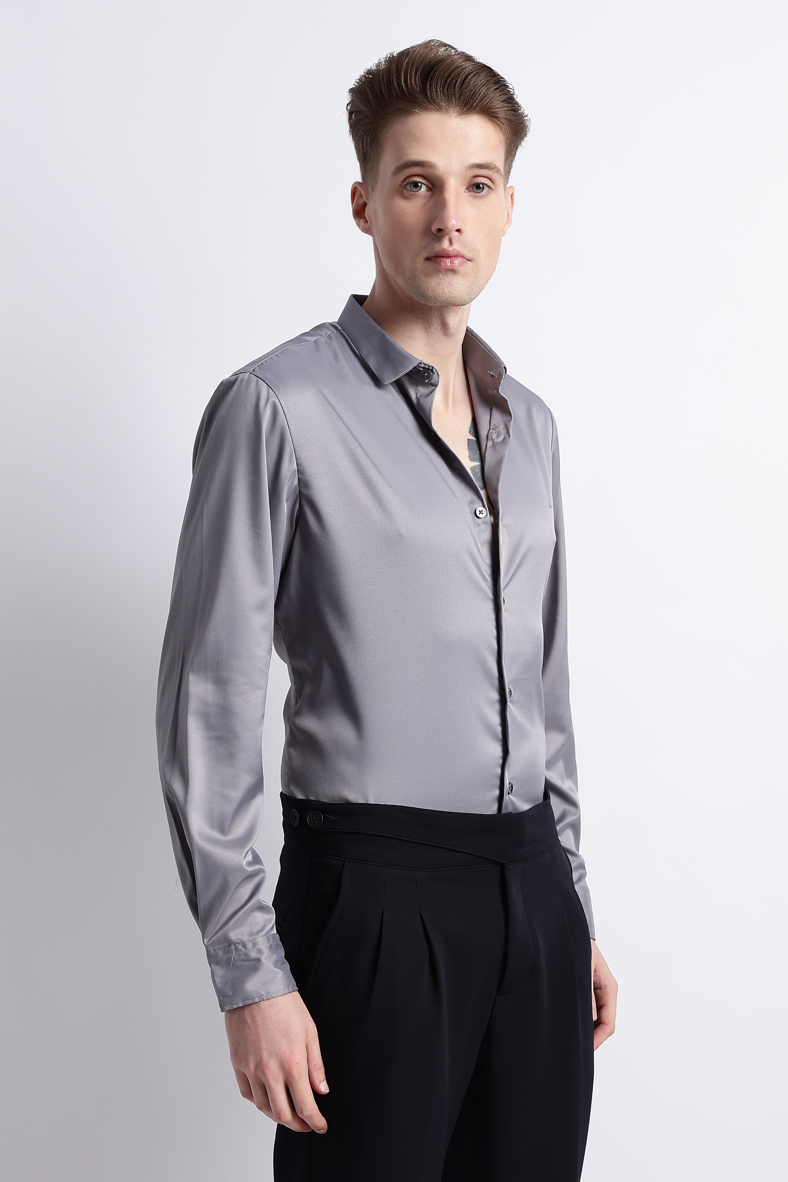 Men Smooth Satin Party Shirt