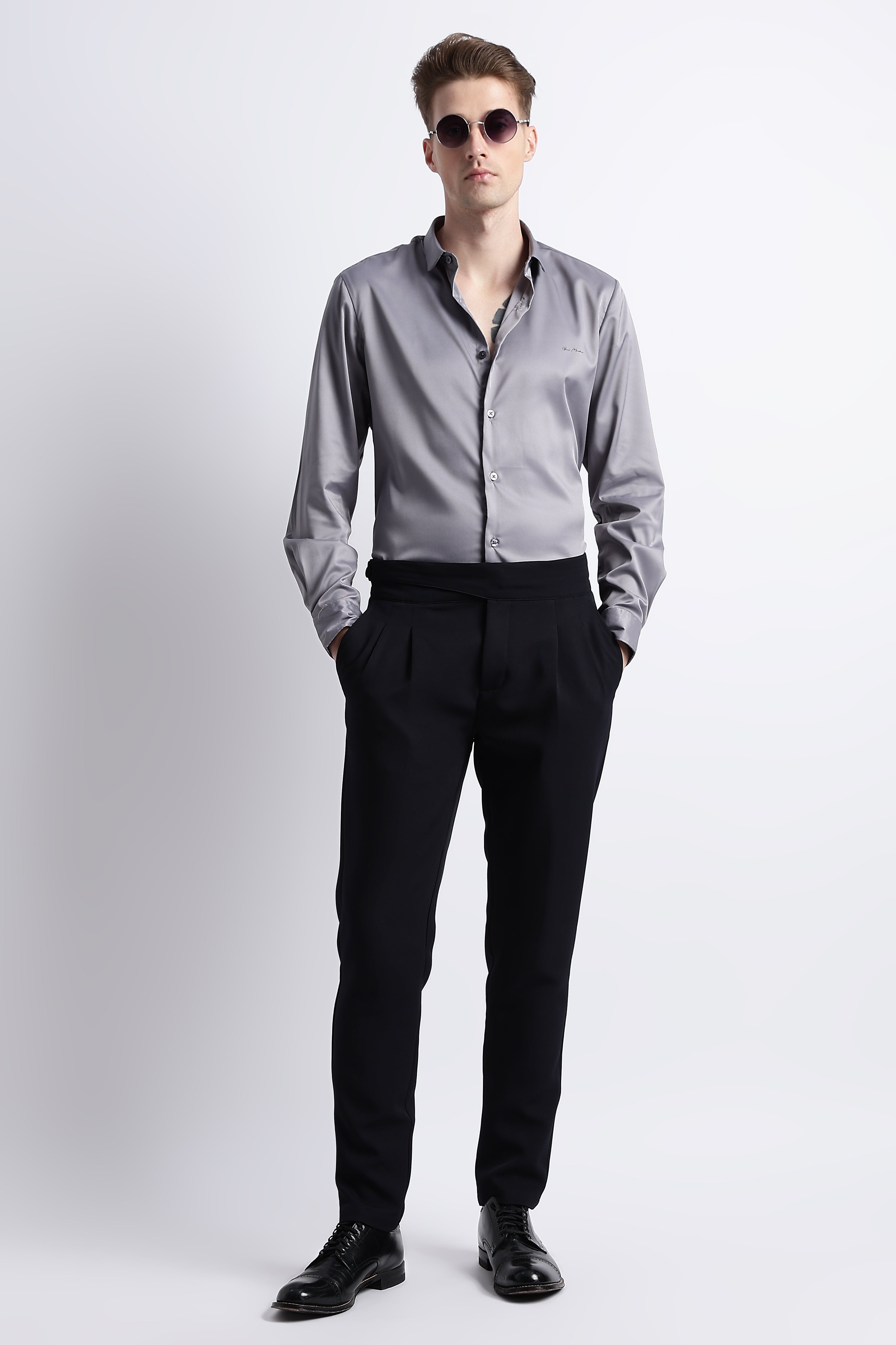 Men Smooth Satin Party Shirt