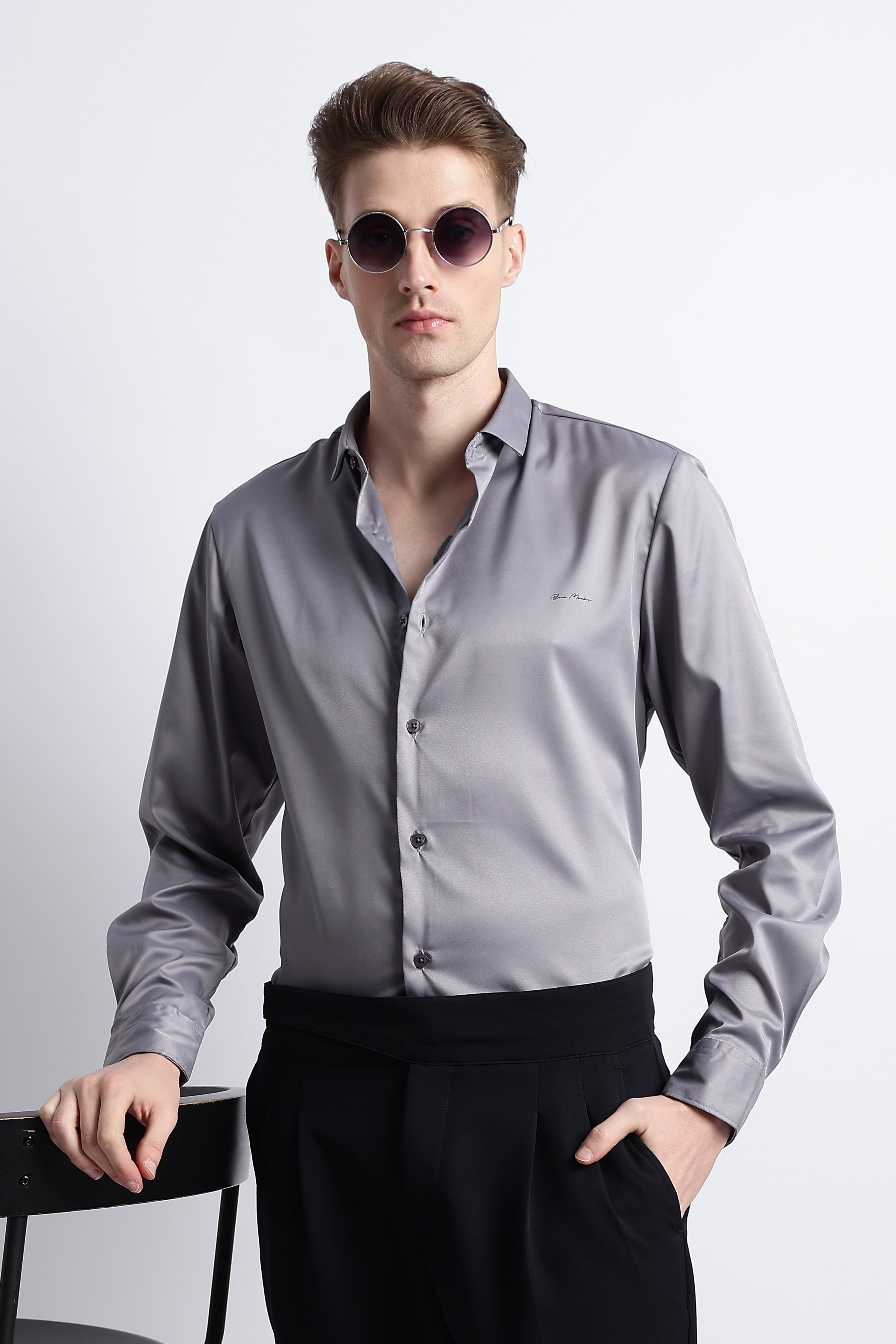 Men Smooth Satin Party Shirt
