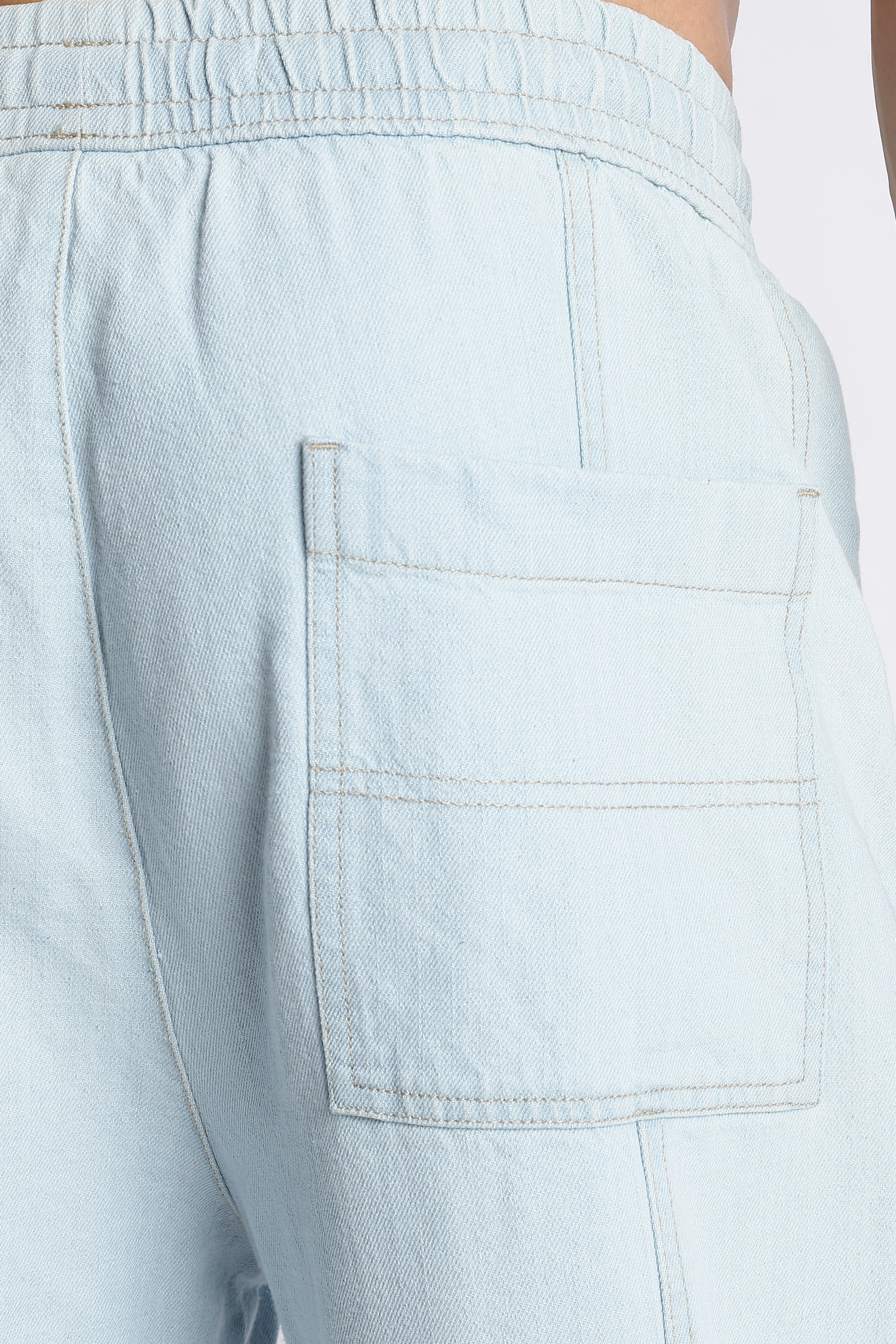 Men Blue Wide-Leg Denim Pant