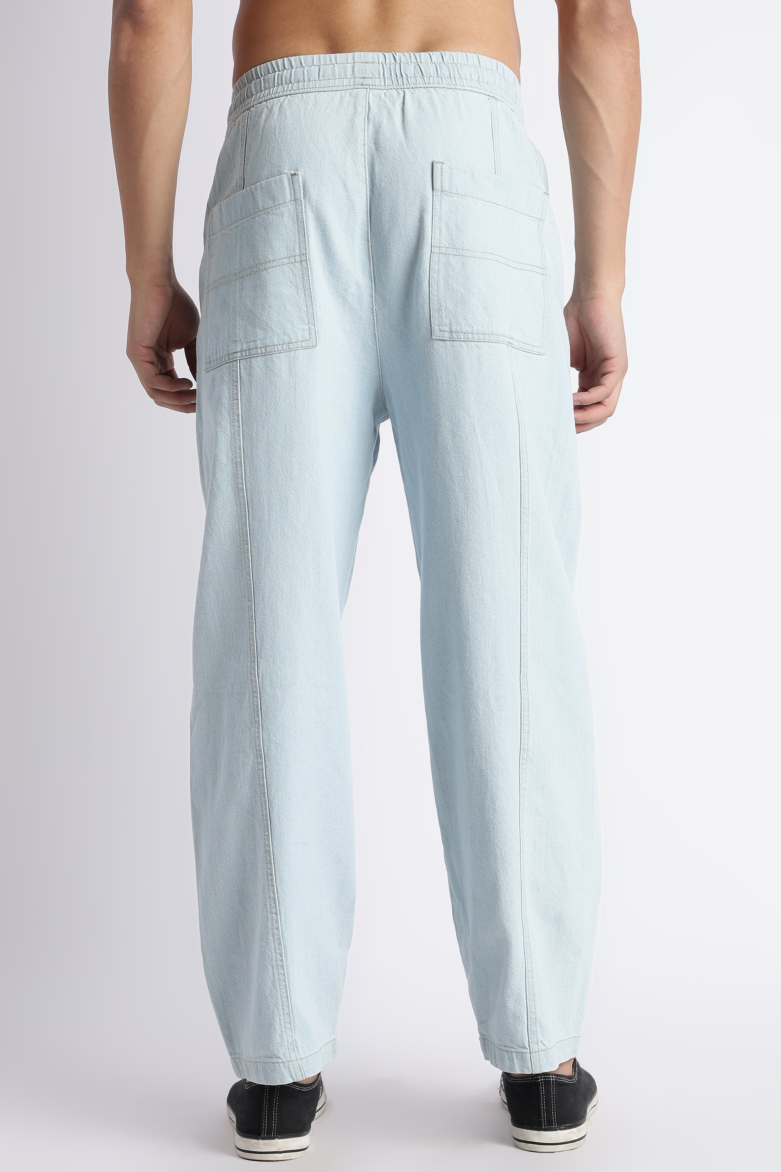Men Blue Wide-Leg Denim Pant