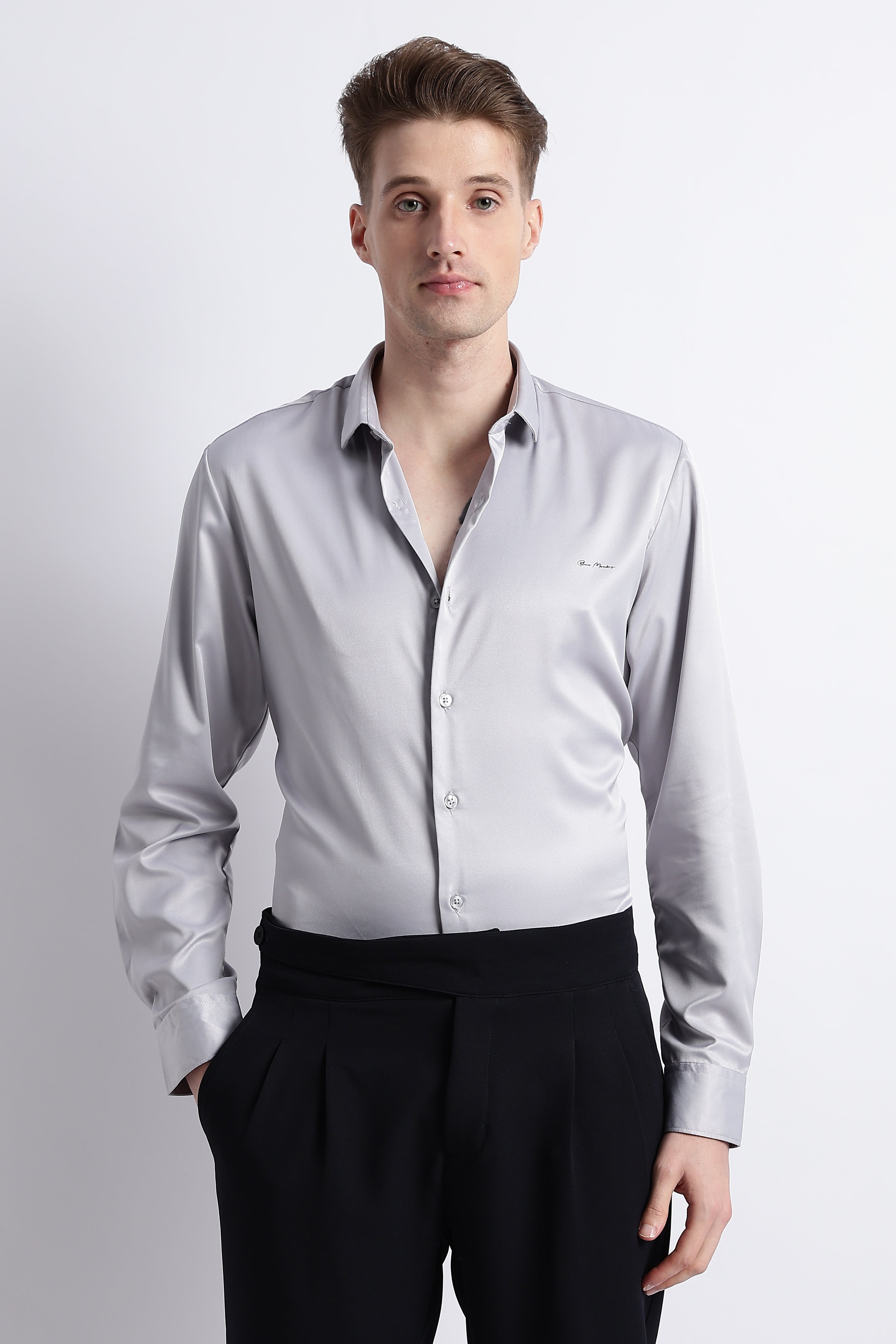 Men Smooth Satin Party Shirt