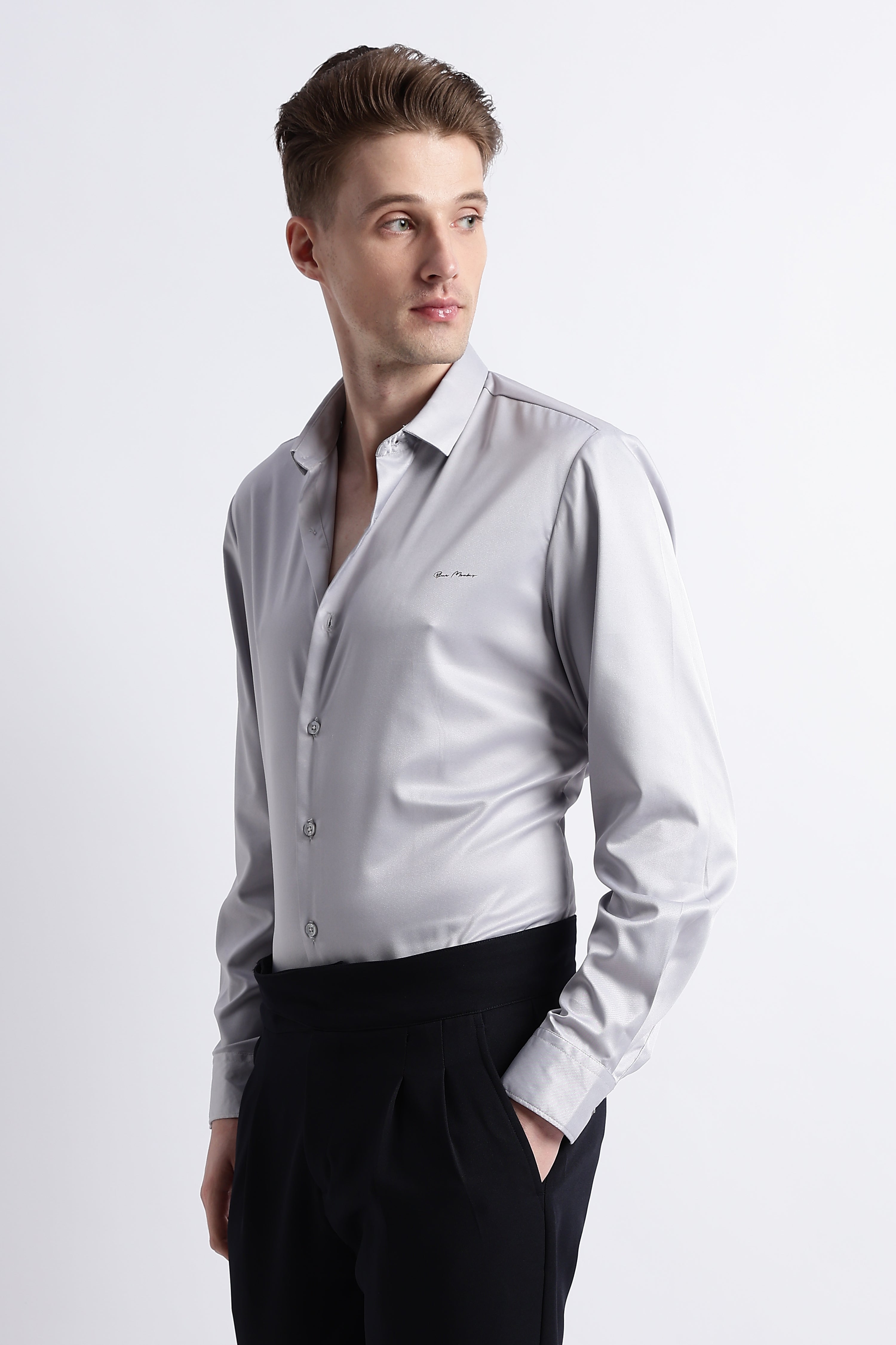 Men Smooth Satin Party Shirt