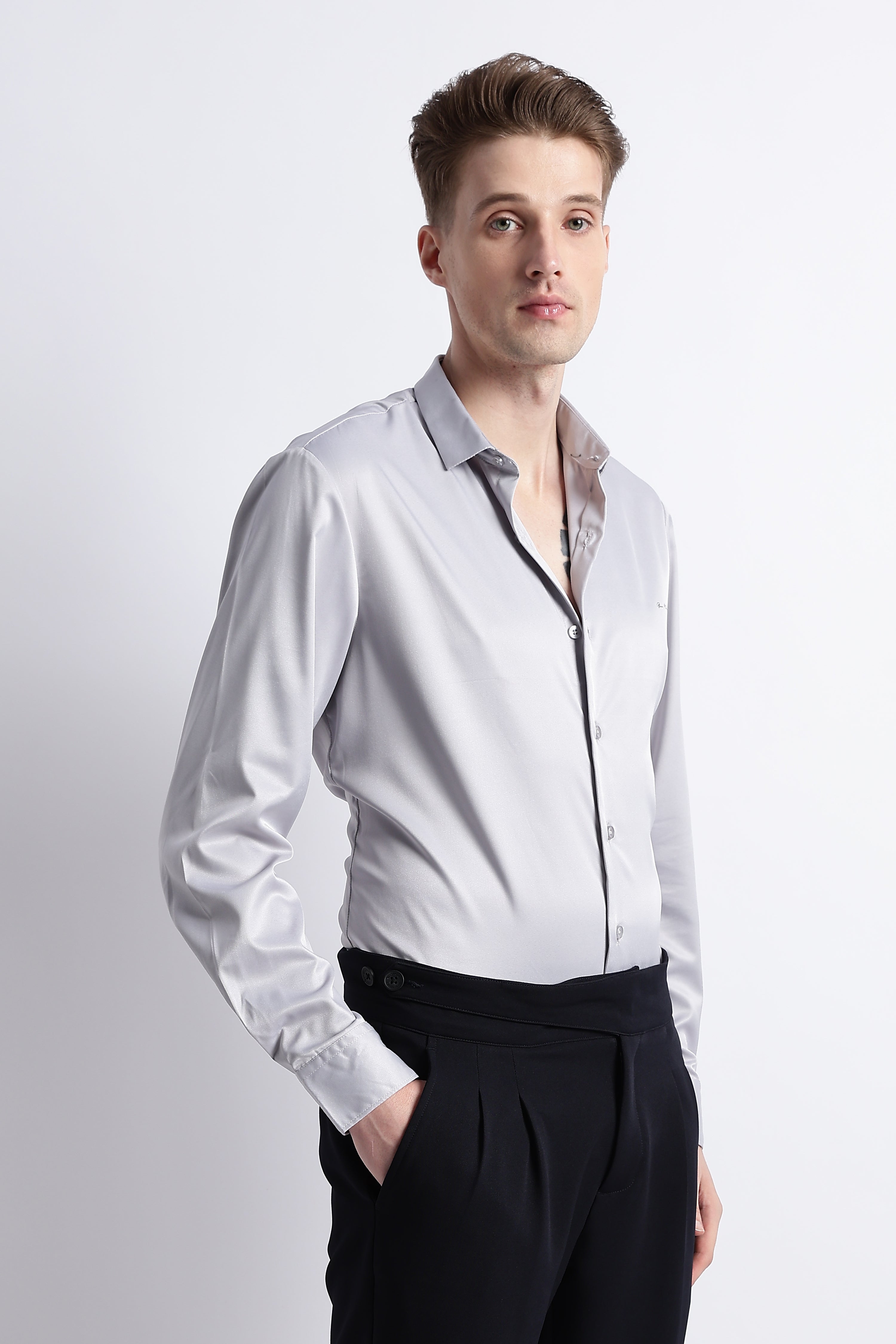 Men Smooth Satin Party Shirt