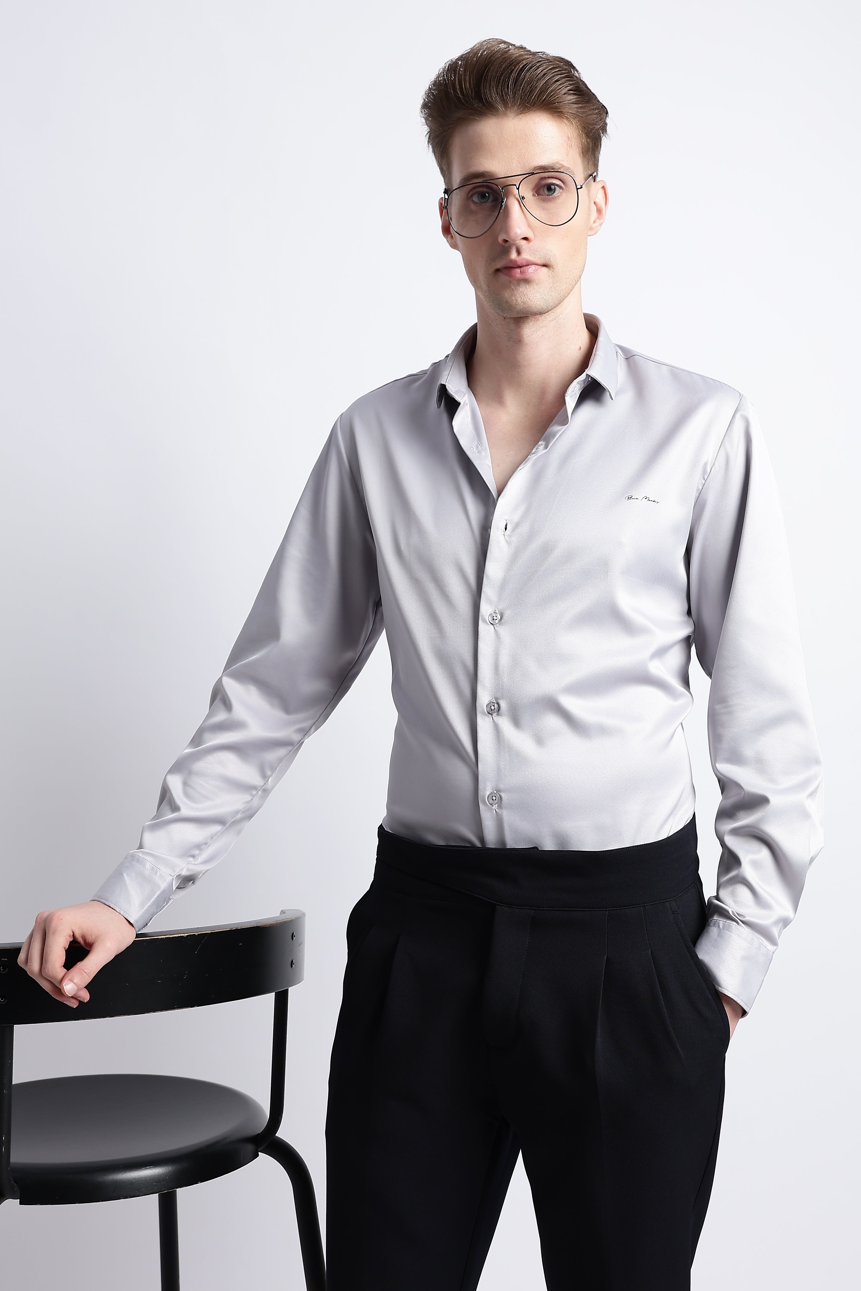 Men Smooth Satin Party Shirt