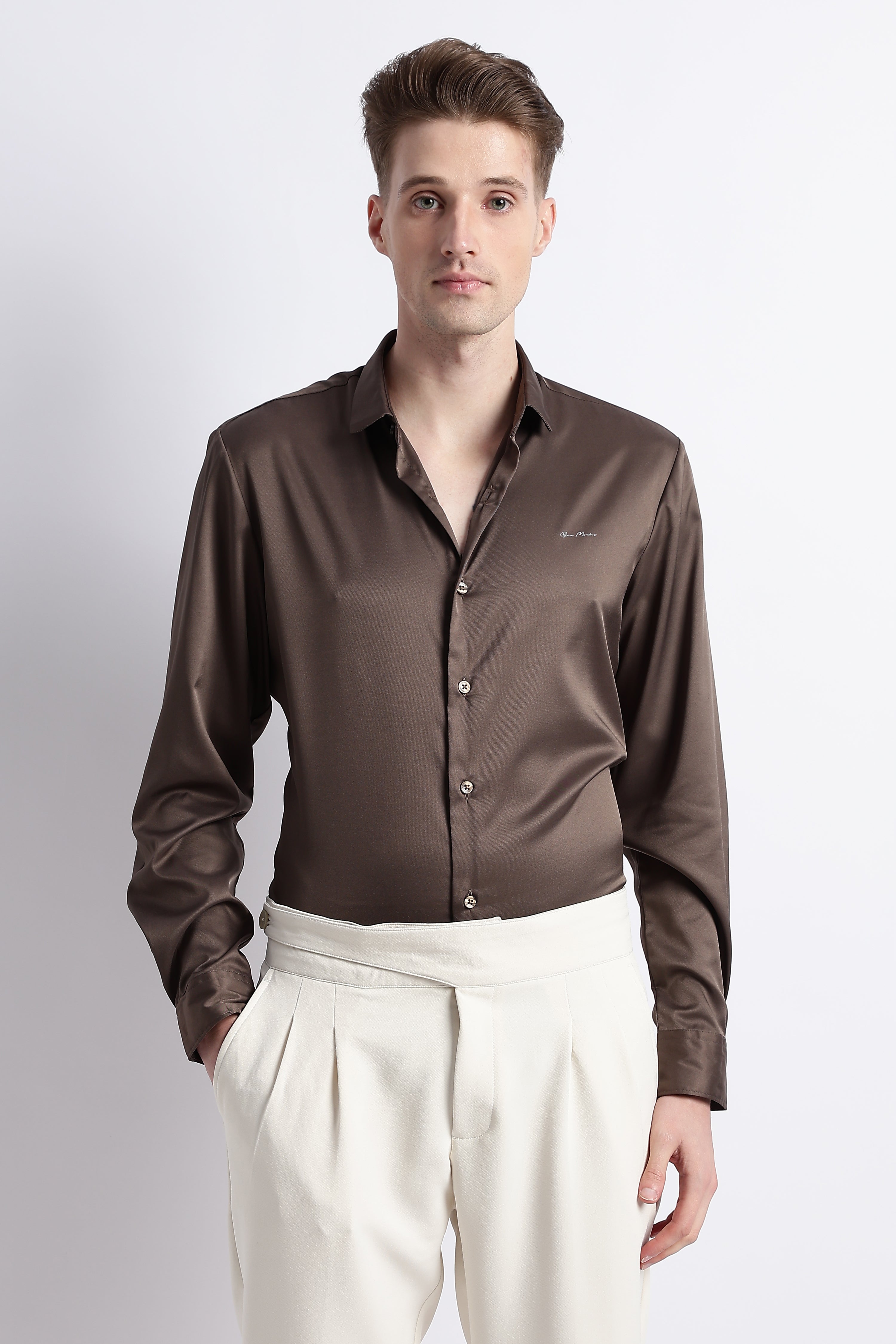 Men Smooth Satin Party Shirt