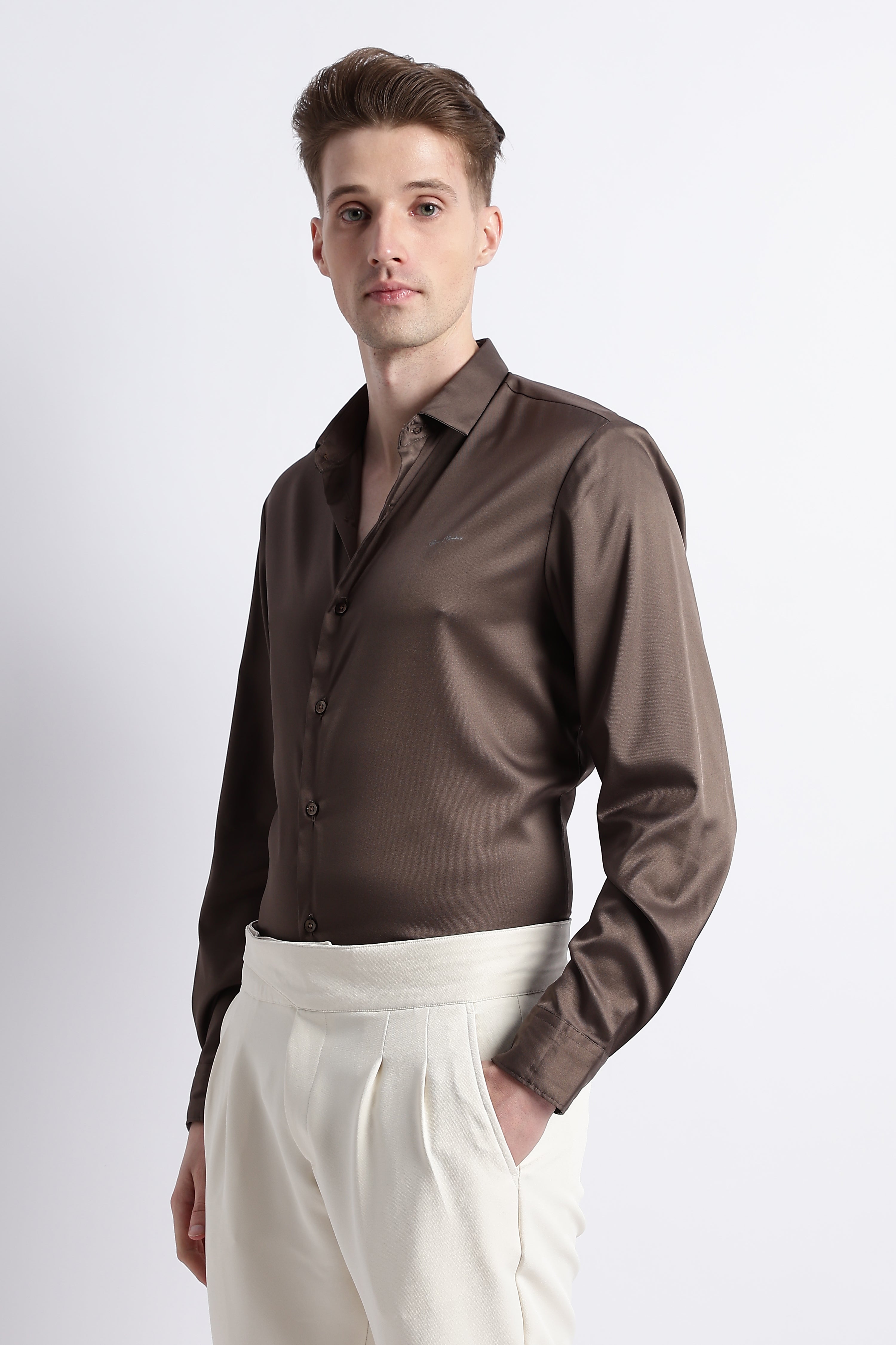 Men Smooth Satin Party Shirt