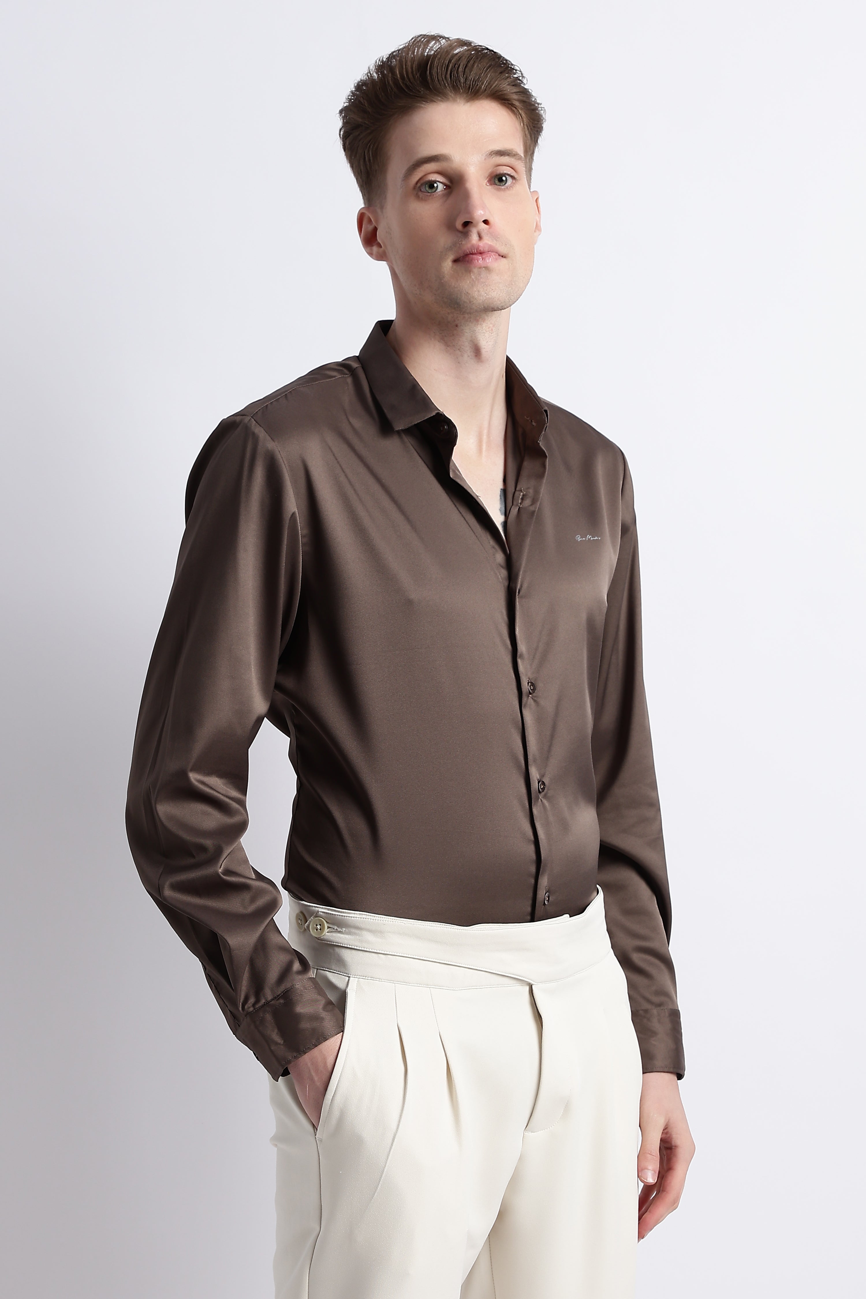 Men Smooth Satin Party Shirt