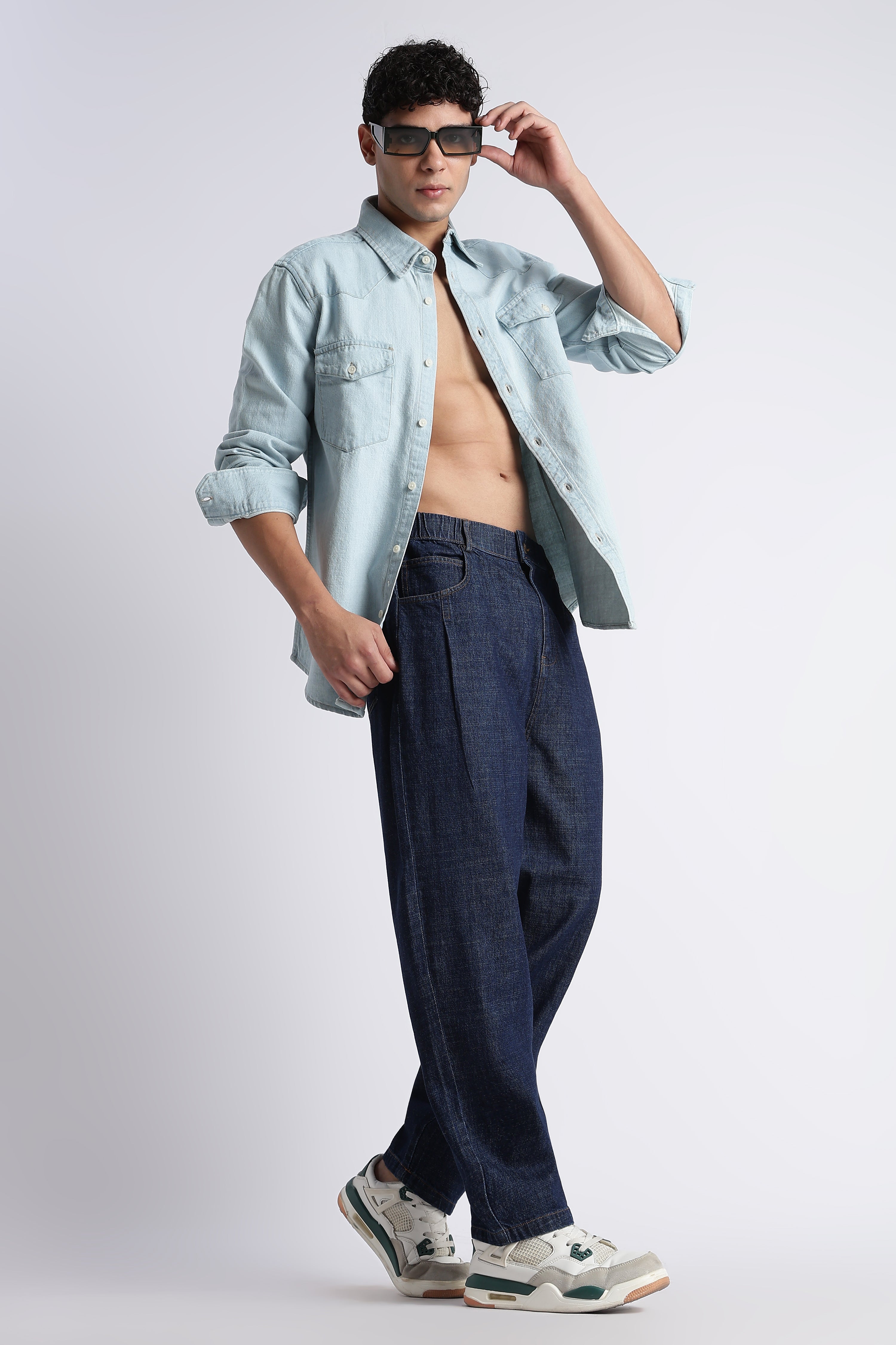 Men Indigo Baggy Jeans
