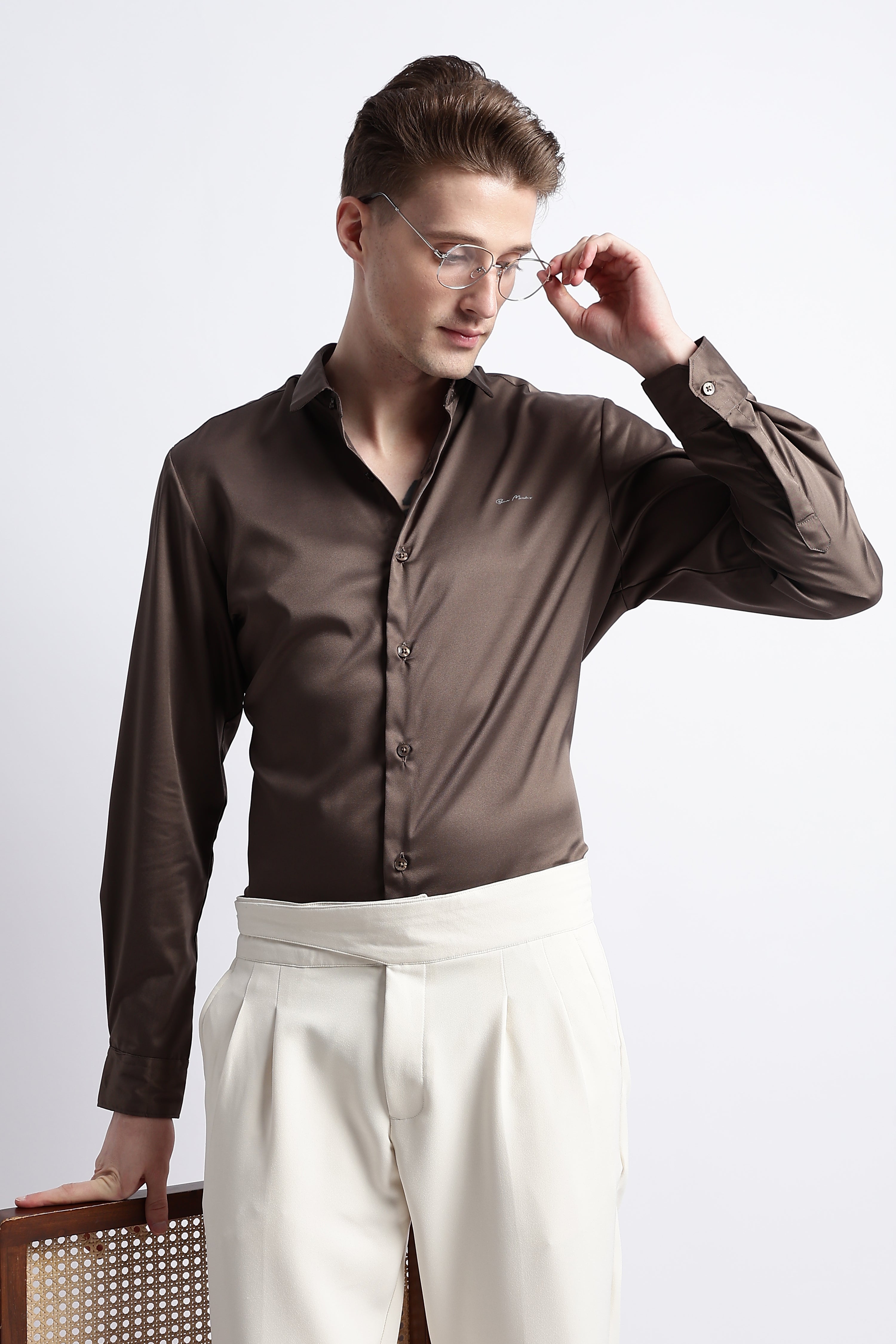 Men Smooth Satin Party Shirt