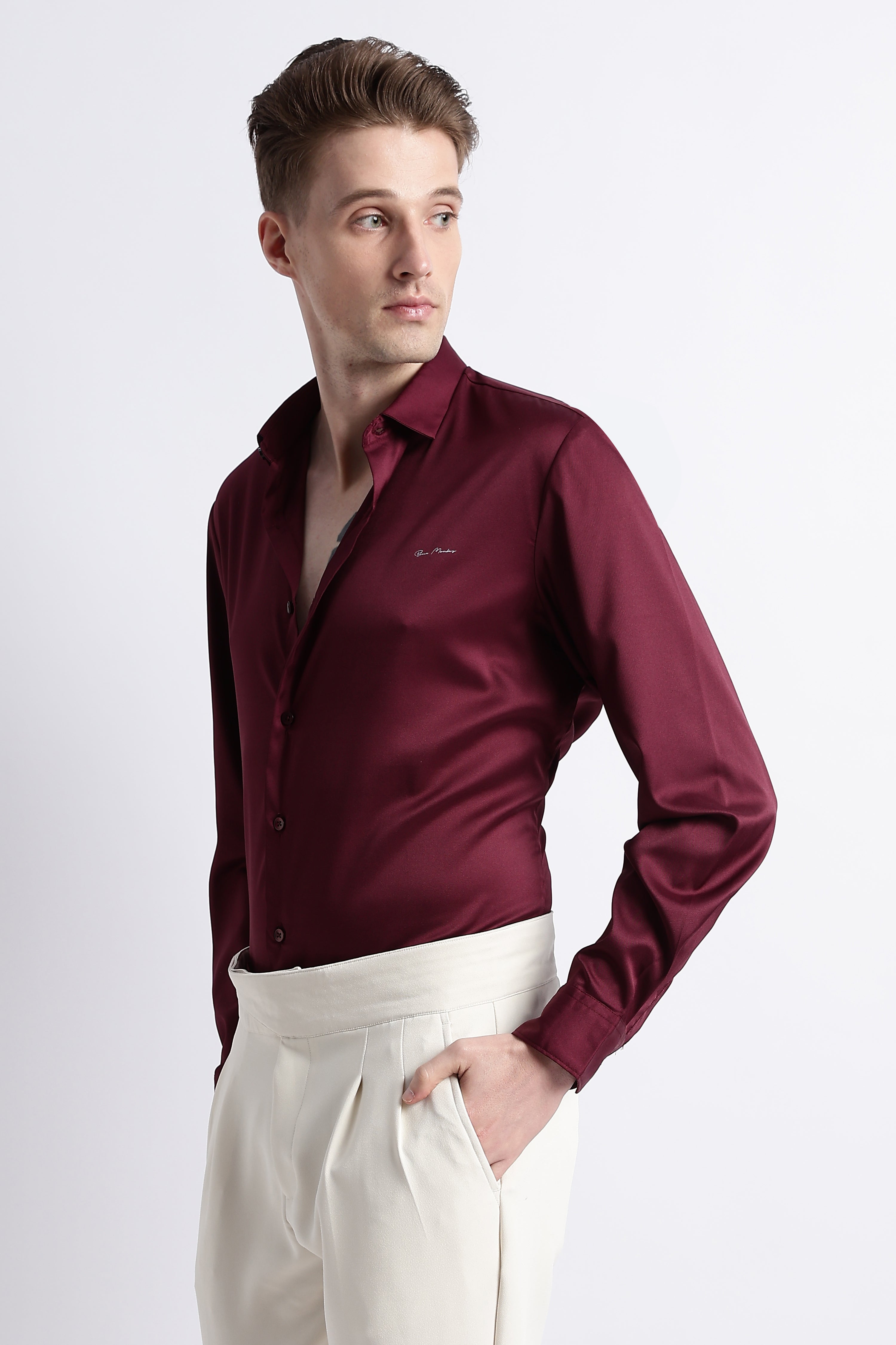 Men Smooth Satin Party Shirt