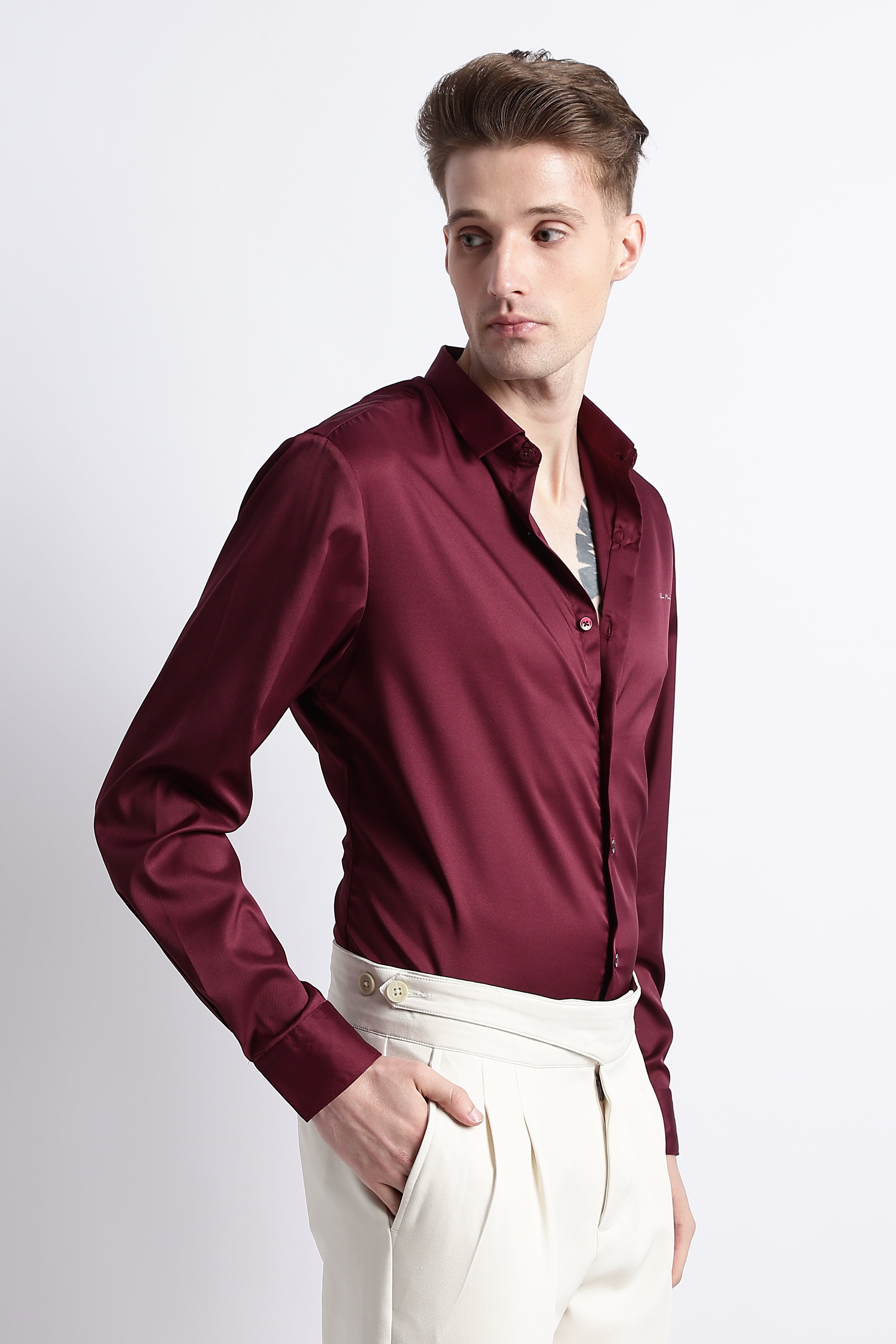 Men Smooth Satin Party Shirt