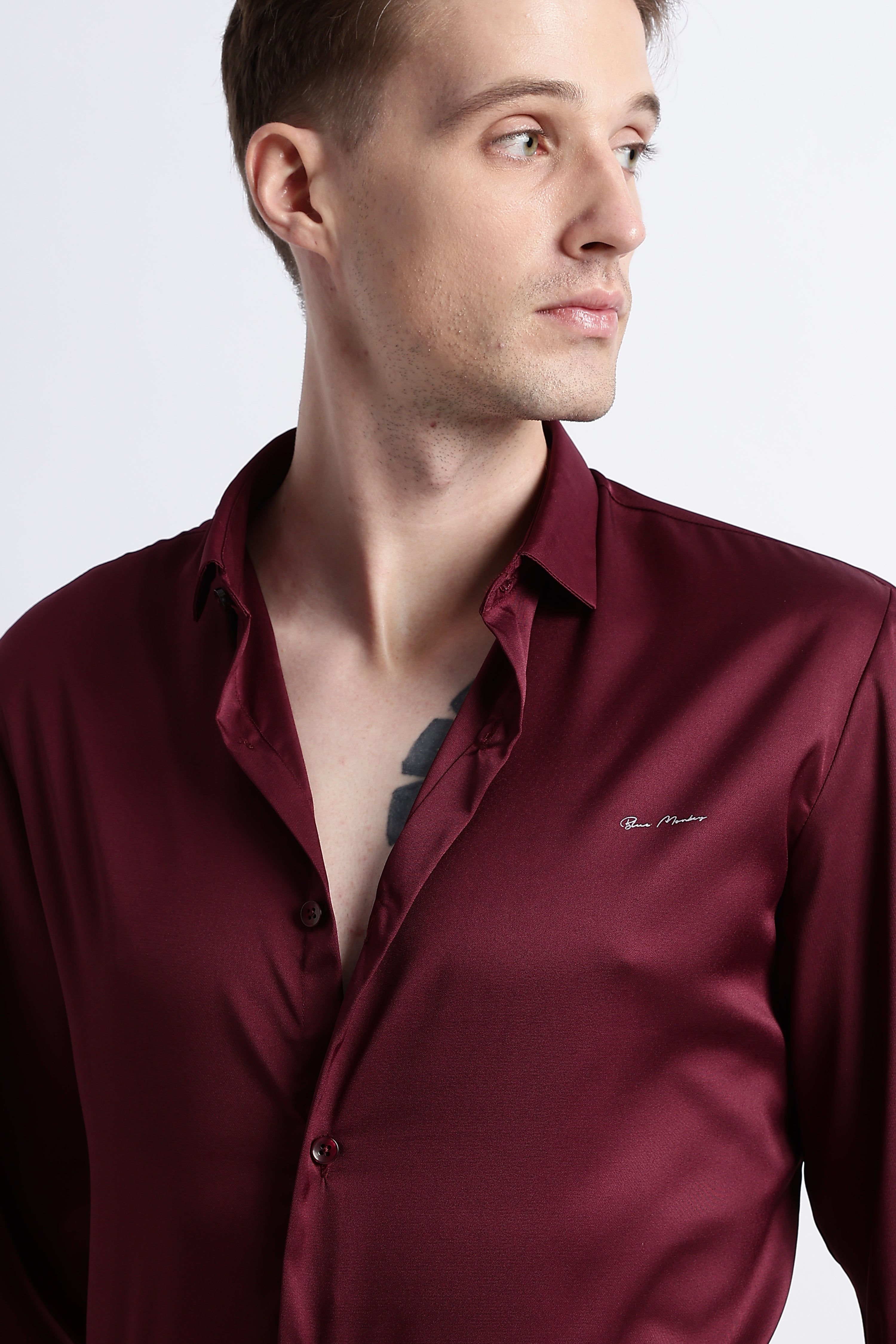 Men Smooth Satin Party Shirt