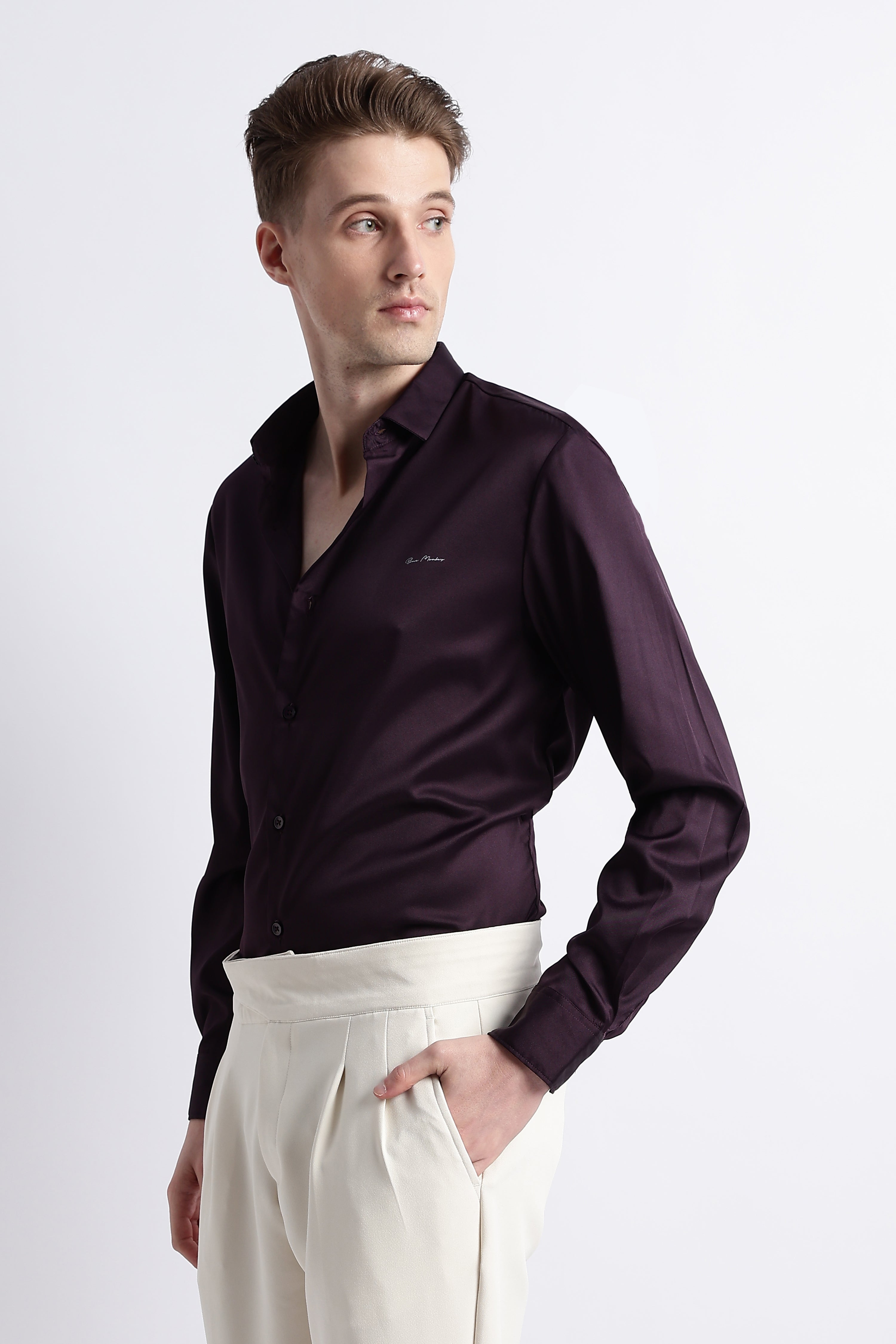Men Smooth Satin Party Shirt