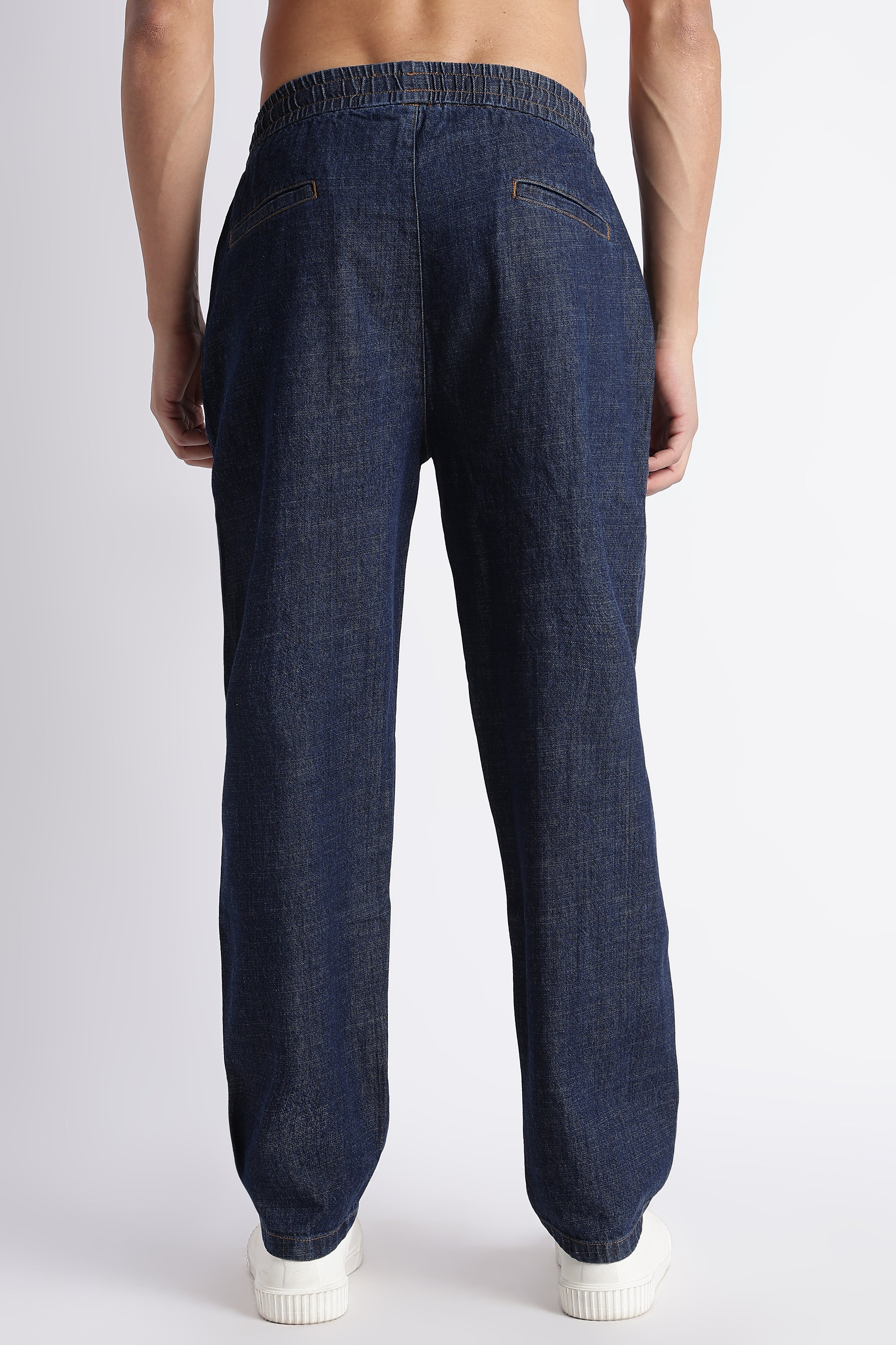Men Indigo Drawstring Denim Pant