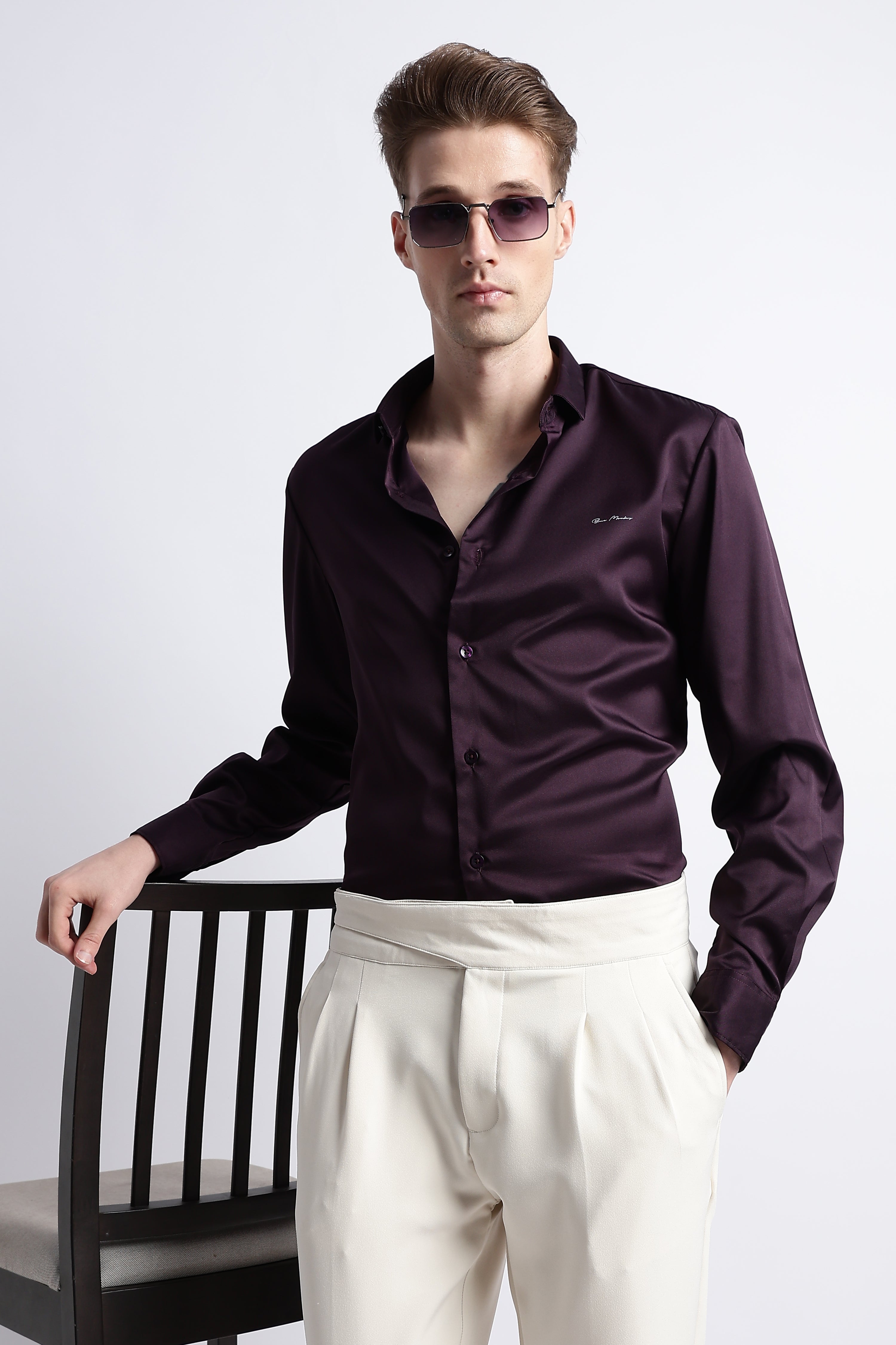 Men Smooth Satin Party Shirt